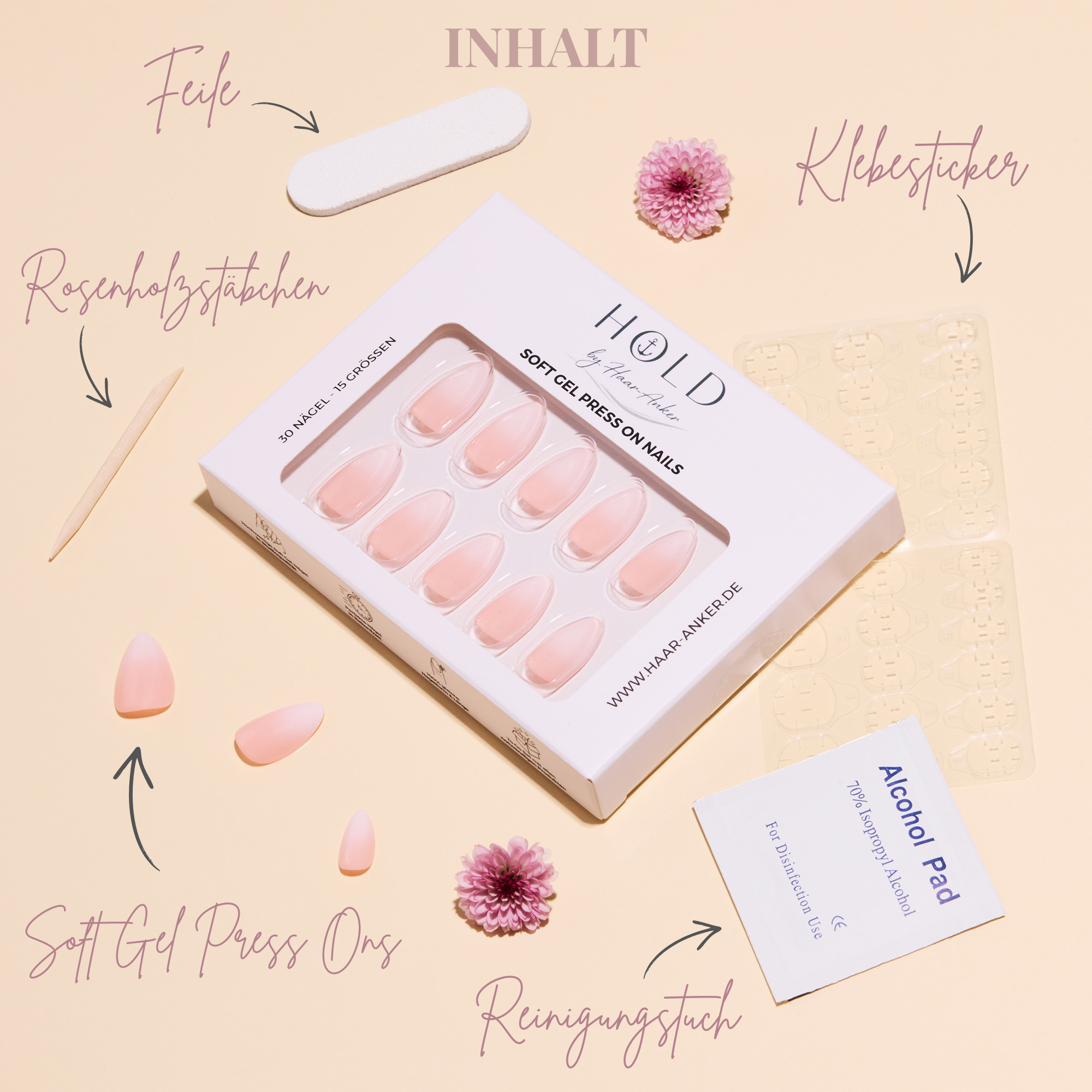 'Rose Fade' Soft Gel Press Ons | Short Almond