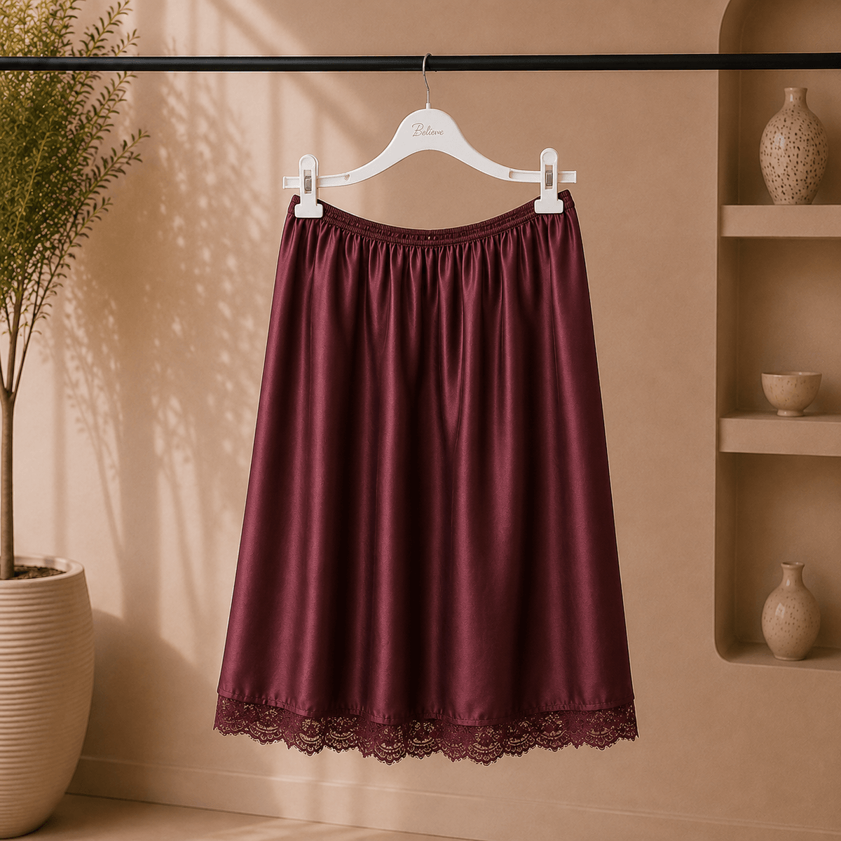 Satin-Rock mit Spitze verschied. Farben | Rock - HAAR-ANKER
