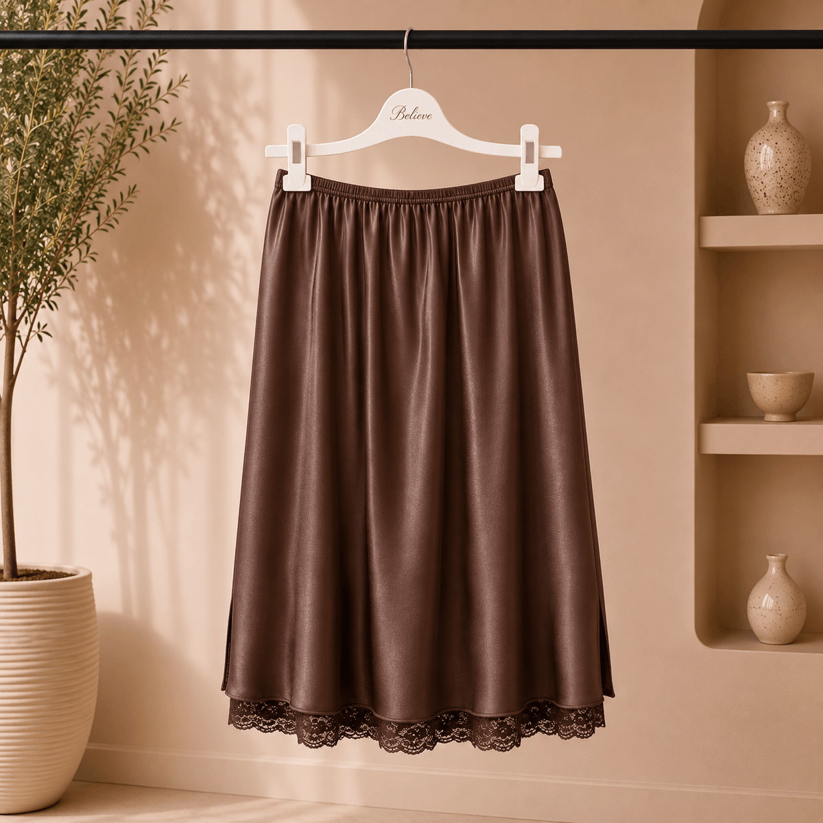 Satin-Rock mit Spitze verschied. Farben | Rock - HAAR-ANKER