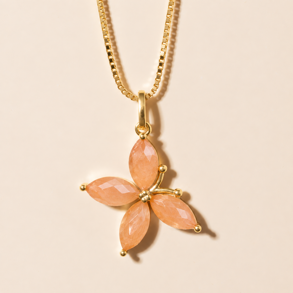 Halskette 'Schmetterling mit Edelstein' – Gold | Halskette