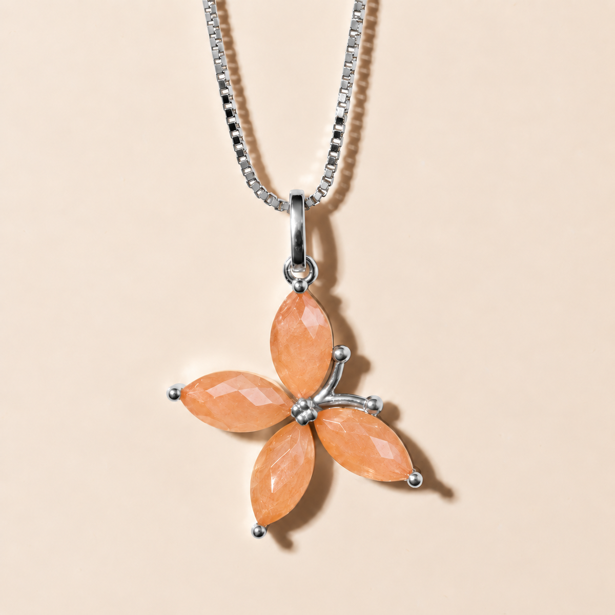 Halskette 'Schmetterling mit Edelstein' – Silber | Halskette