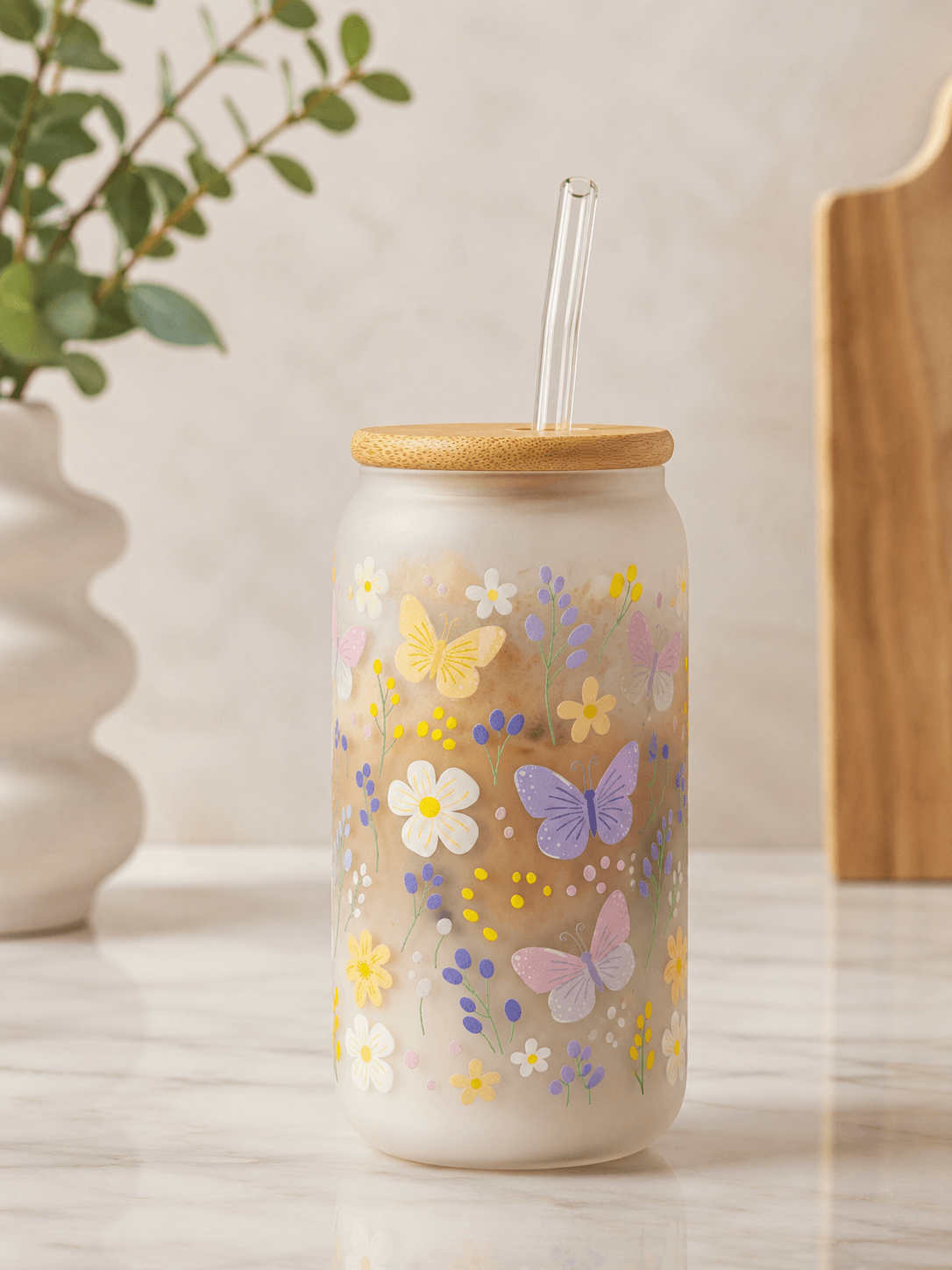 Butterfly Bloom – Milky | Trinkglas | HAAR-ANKER