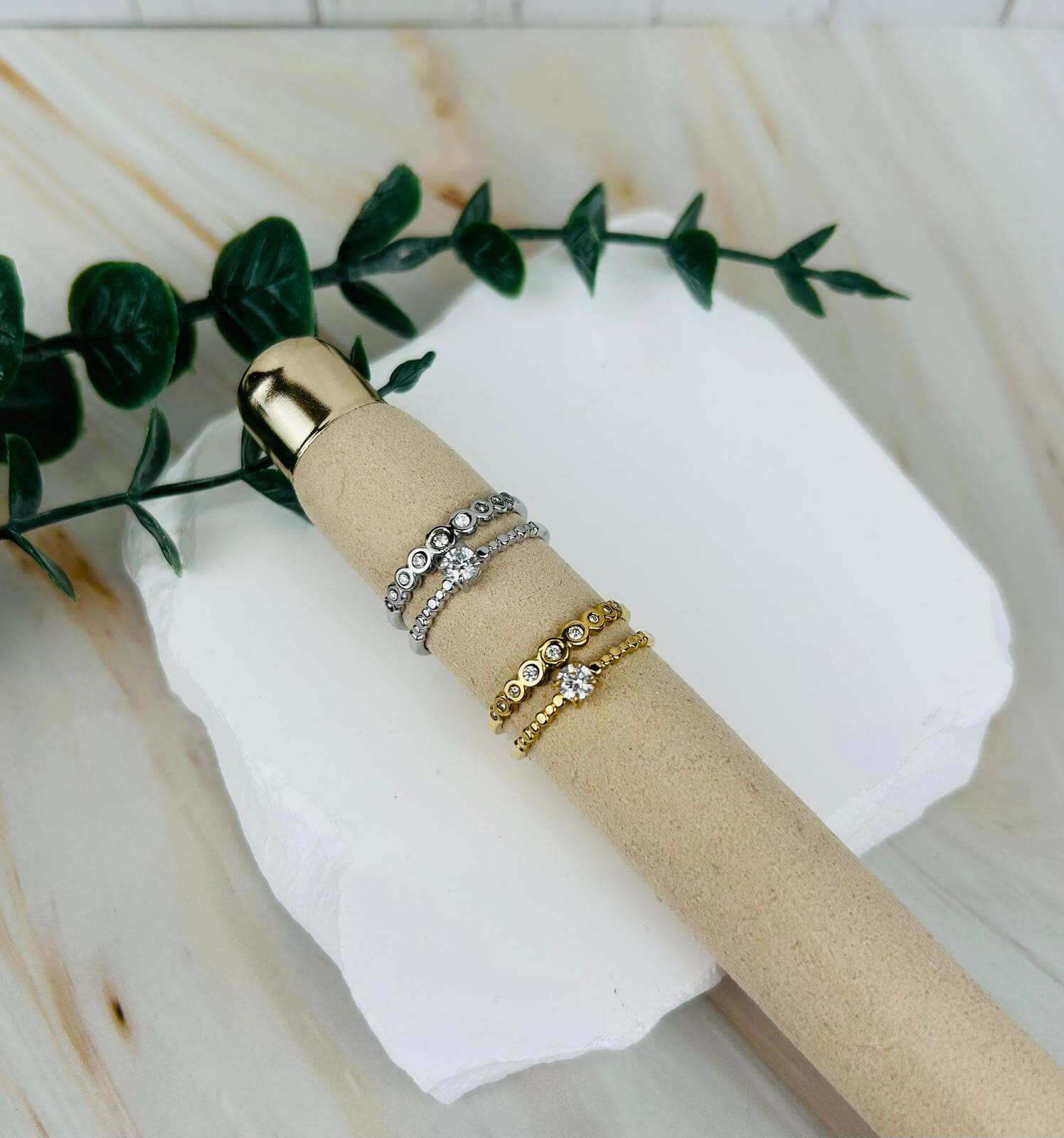 Doppelring mit Steinchen | Ring – HAAR-ANKER