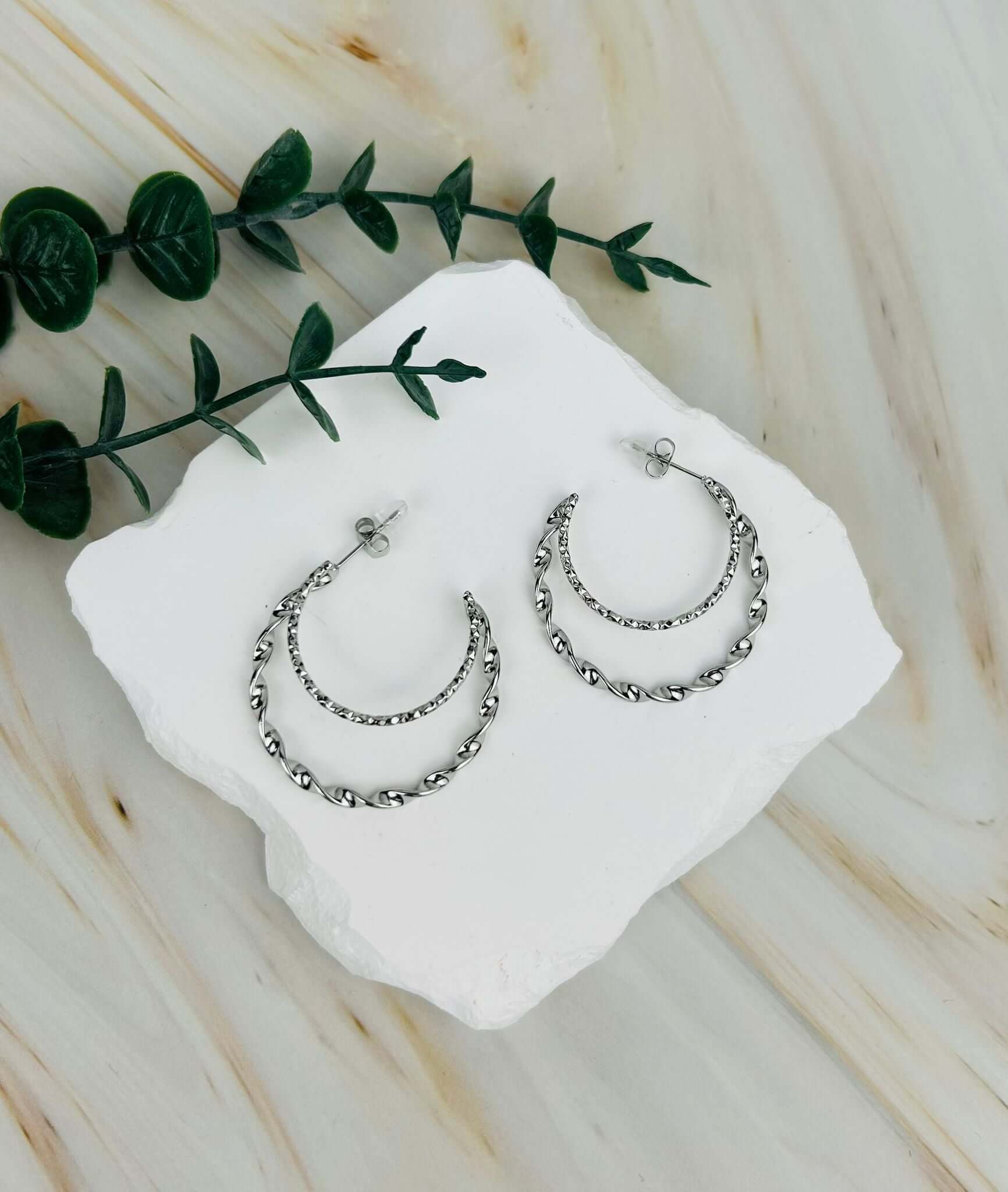 Kreolen doppelreihig Edelstahl | Ohrringe 11 – HAAR-ANKER