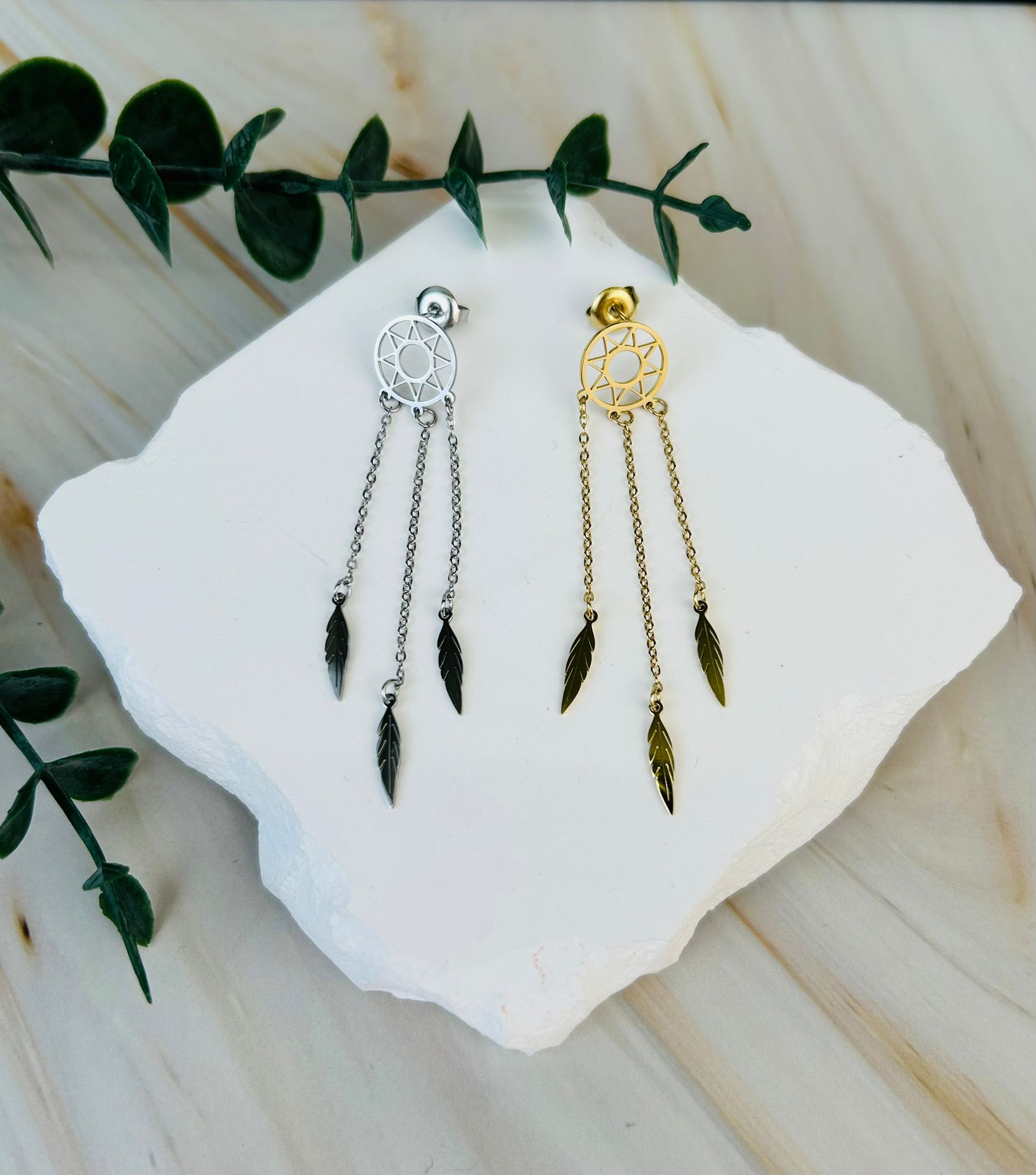 'Traumfänger' in Silber & Gold | Ohrringe Nr. 14