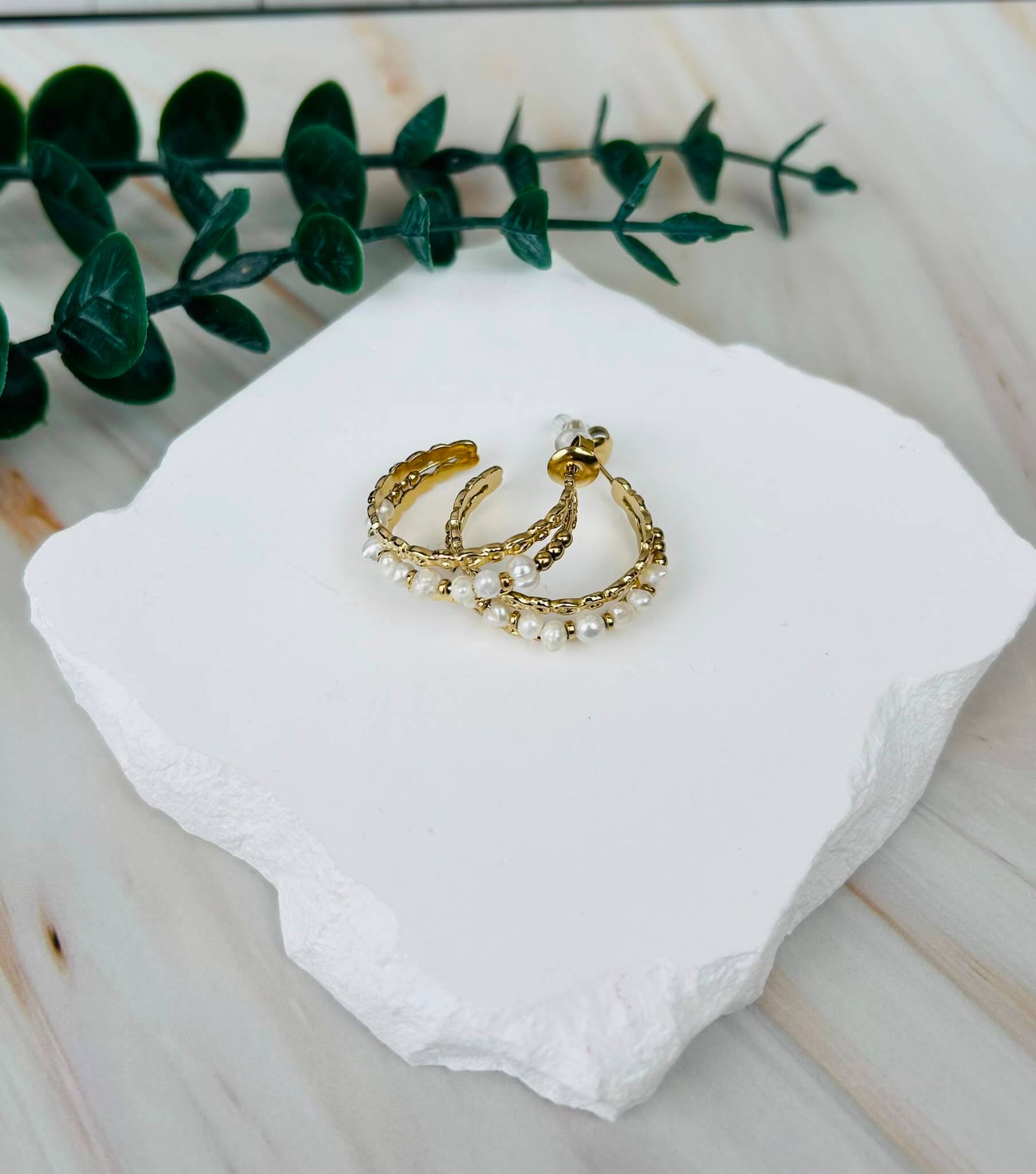 Creolen 'Gold & Pearl' | Ohrringe Nr. 41 / HAAR-ANKER