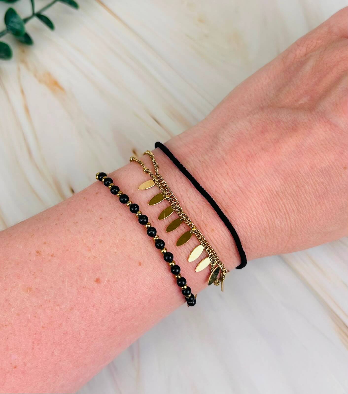Armband '3ER Black & Gold' | Armband Nr. 55 / HAAR-ANKER