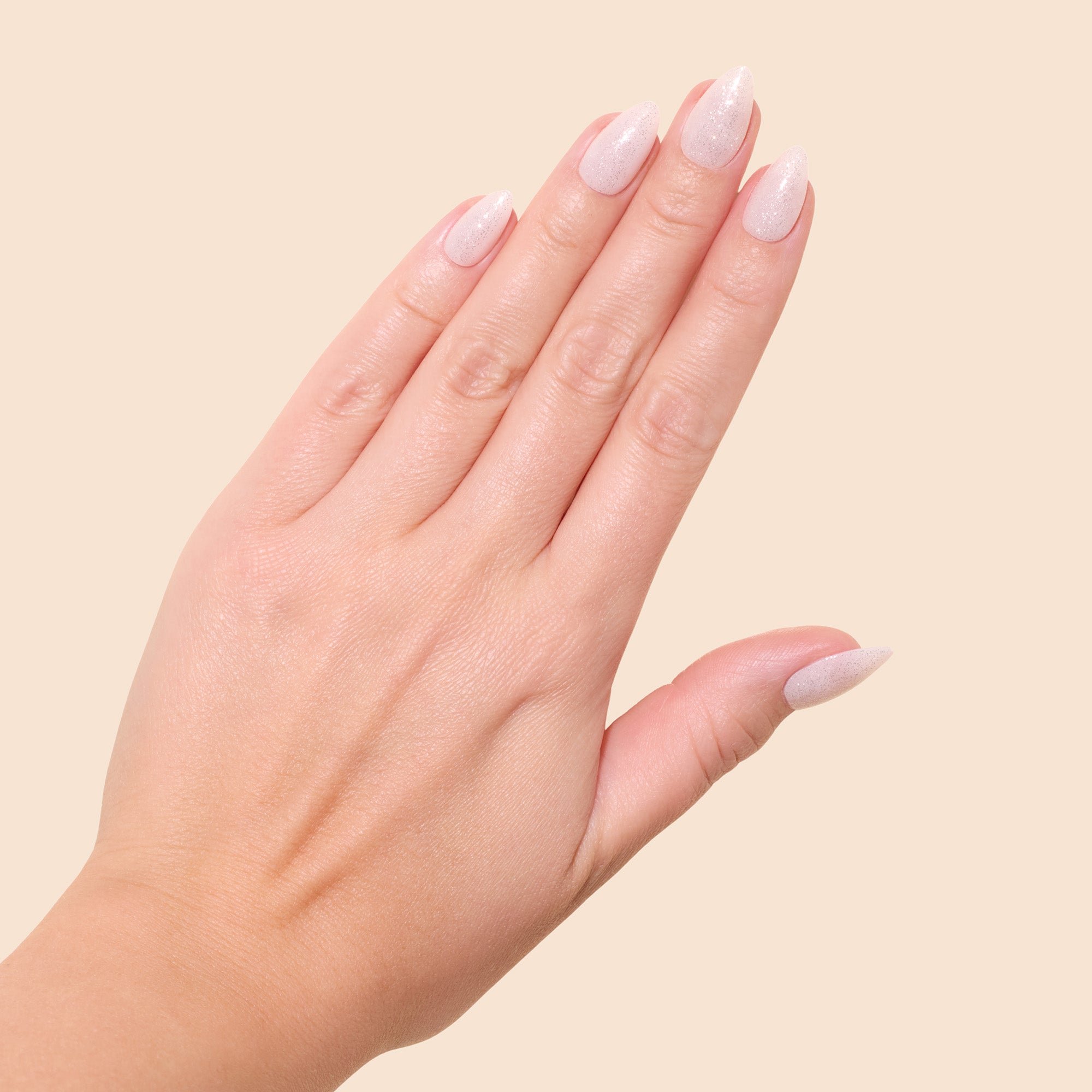 'White Glow' Soft Gel Press Ons | Short Almond