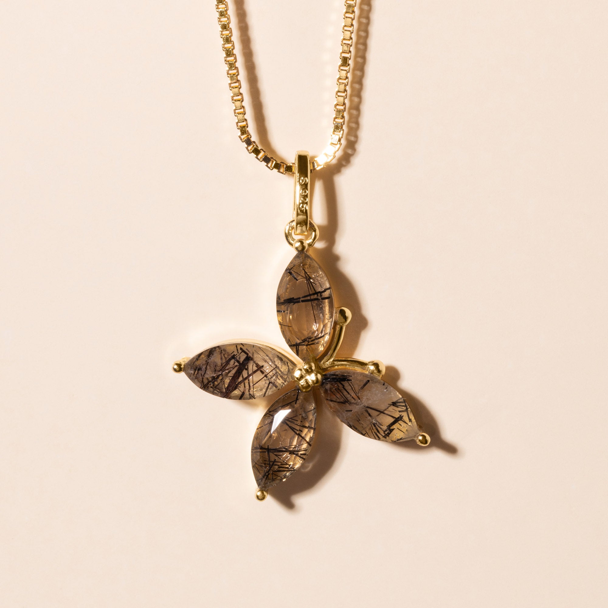 Halskette 'Schmetterling mit Edelstein' – Gold | Halskette