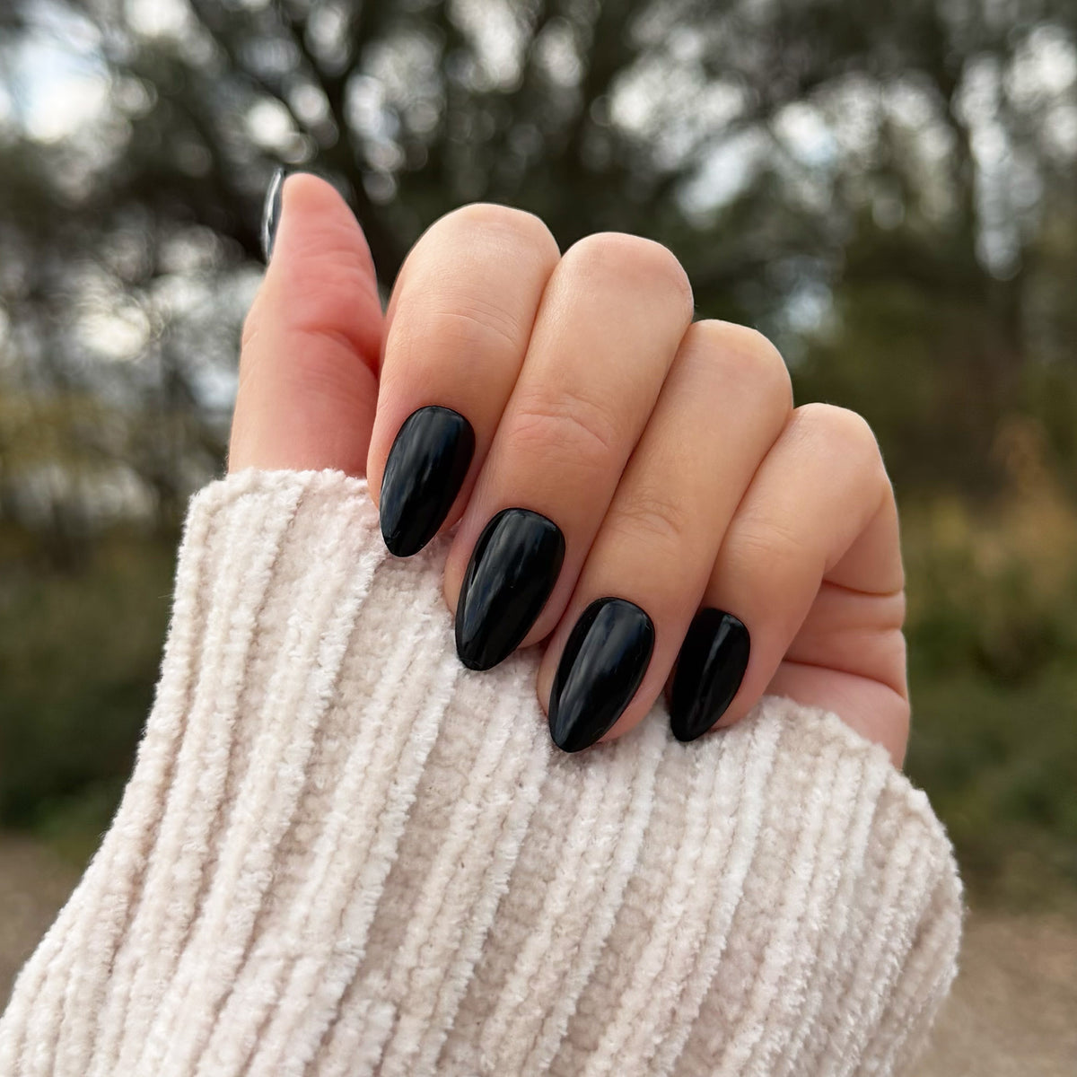 'Black Coffee' Soft Gel Press Ons | Short Almond