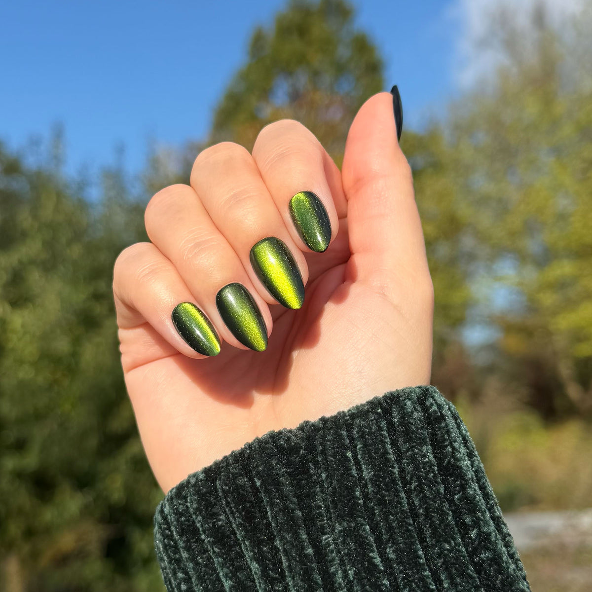 'Matcha' Soft Gel Press Ons | Short Almond