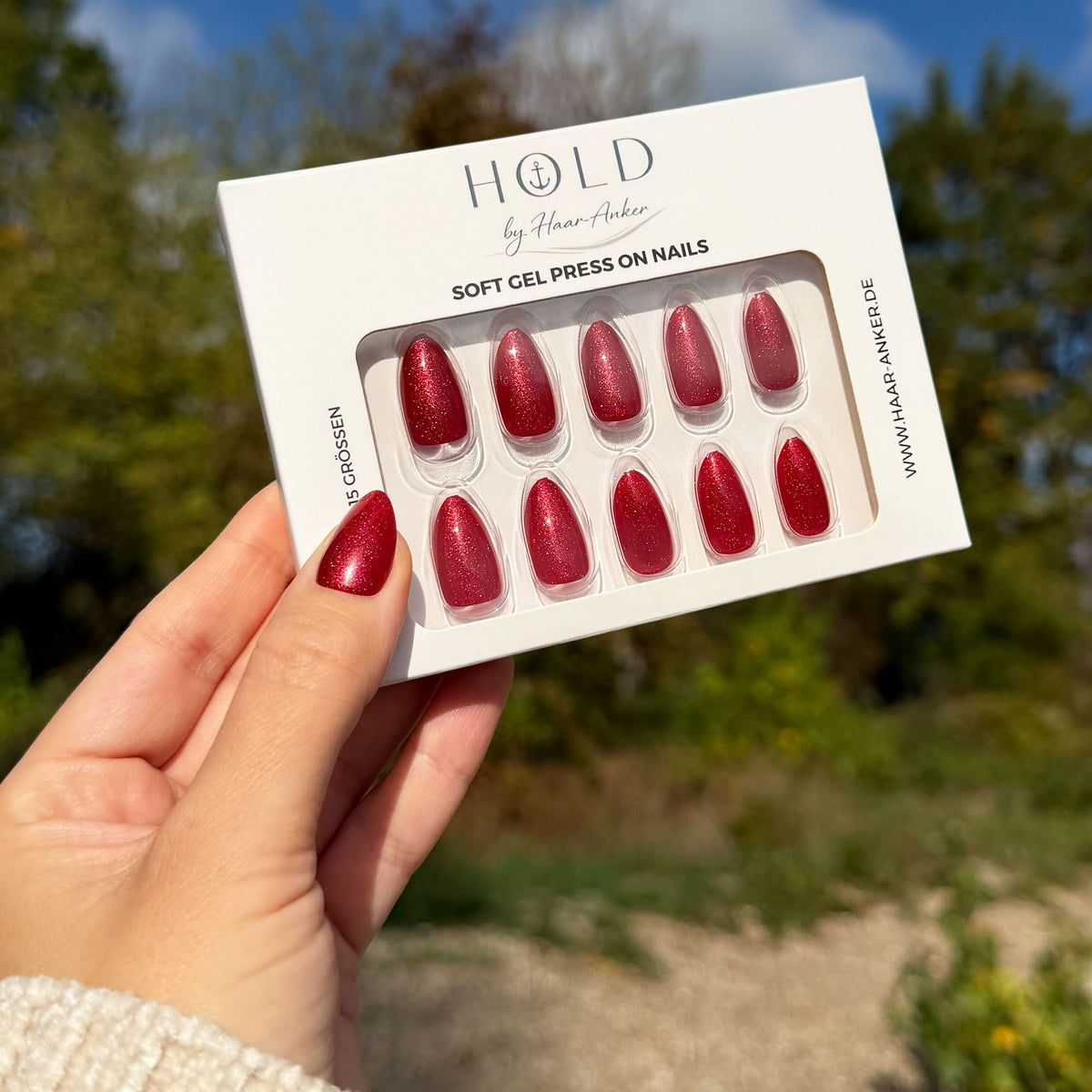 'Spiced Cherry' Soft Gel Press Ons | Short Almond