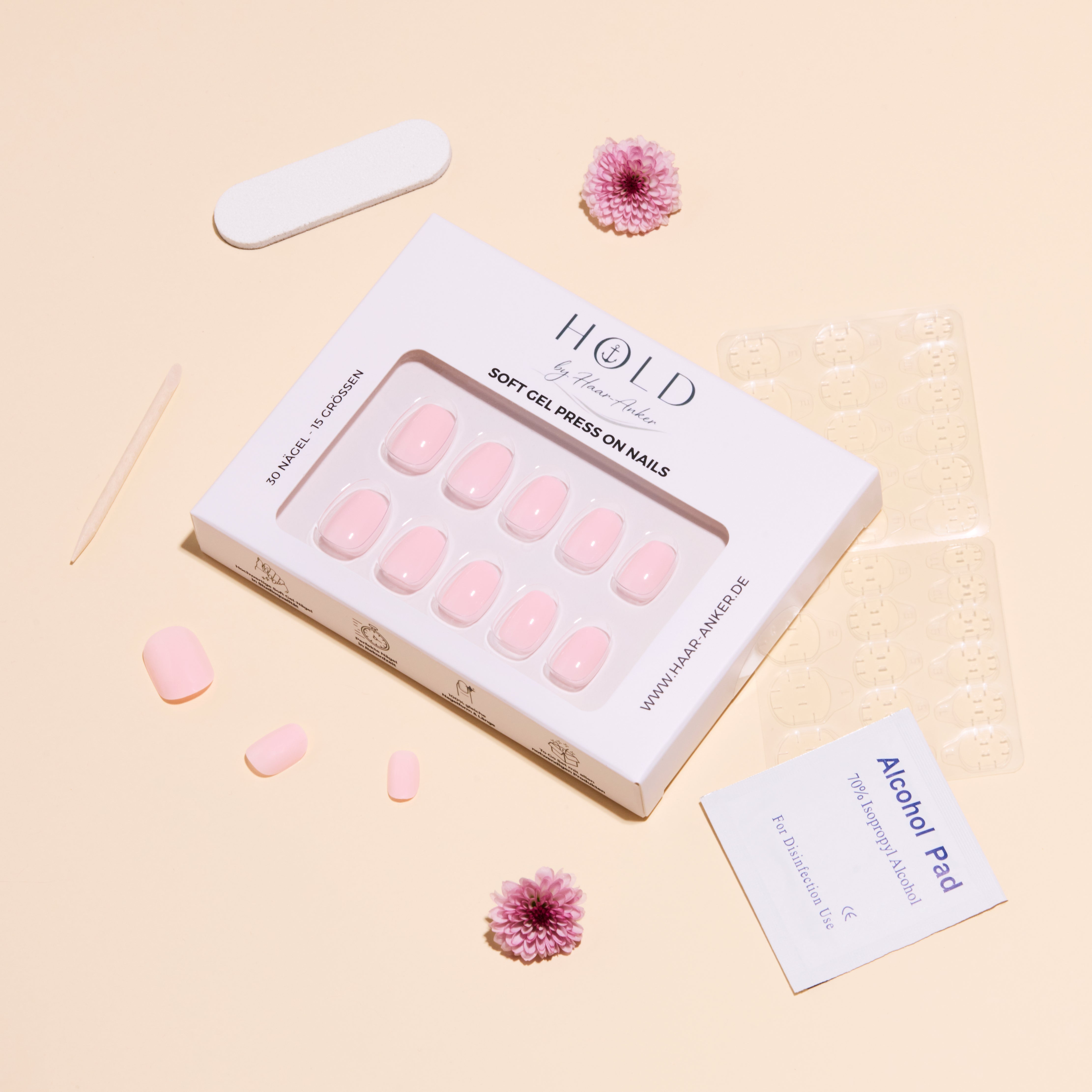 'Bare Blush' Soft Gel Press Ons | Short Round