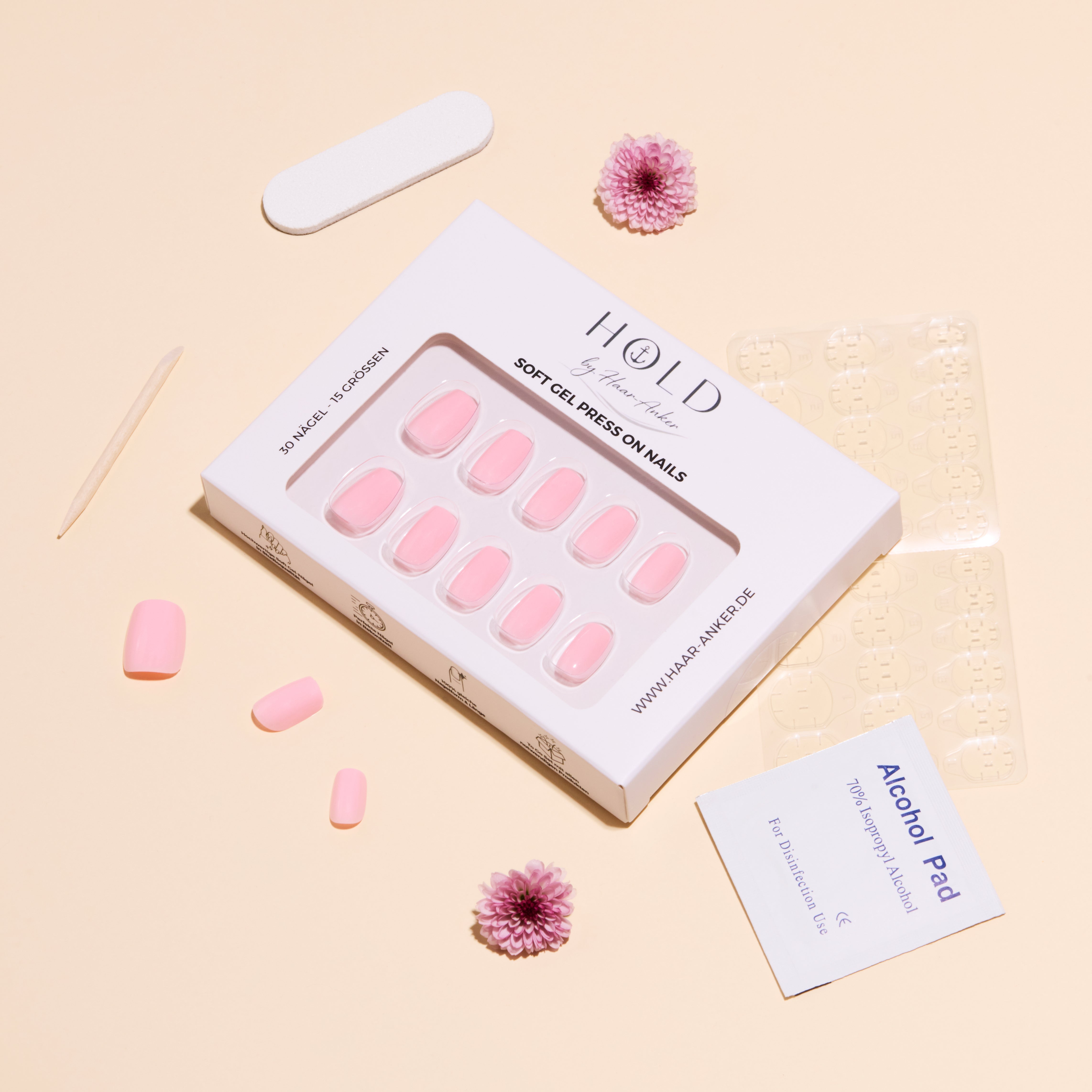 'Bare Pink' Soft Gel Press Ons | Short Square