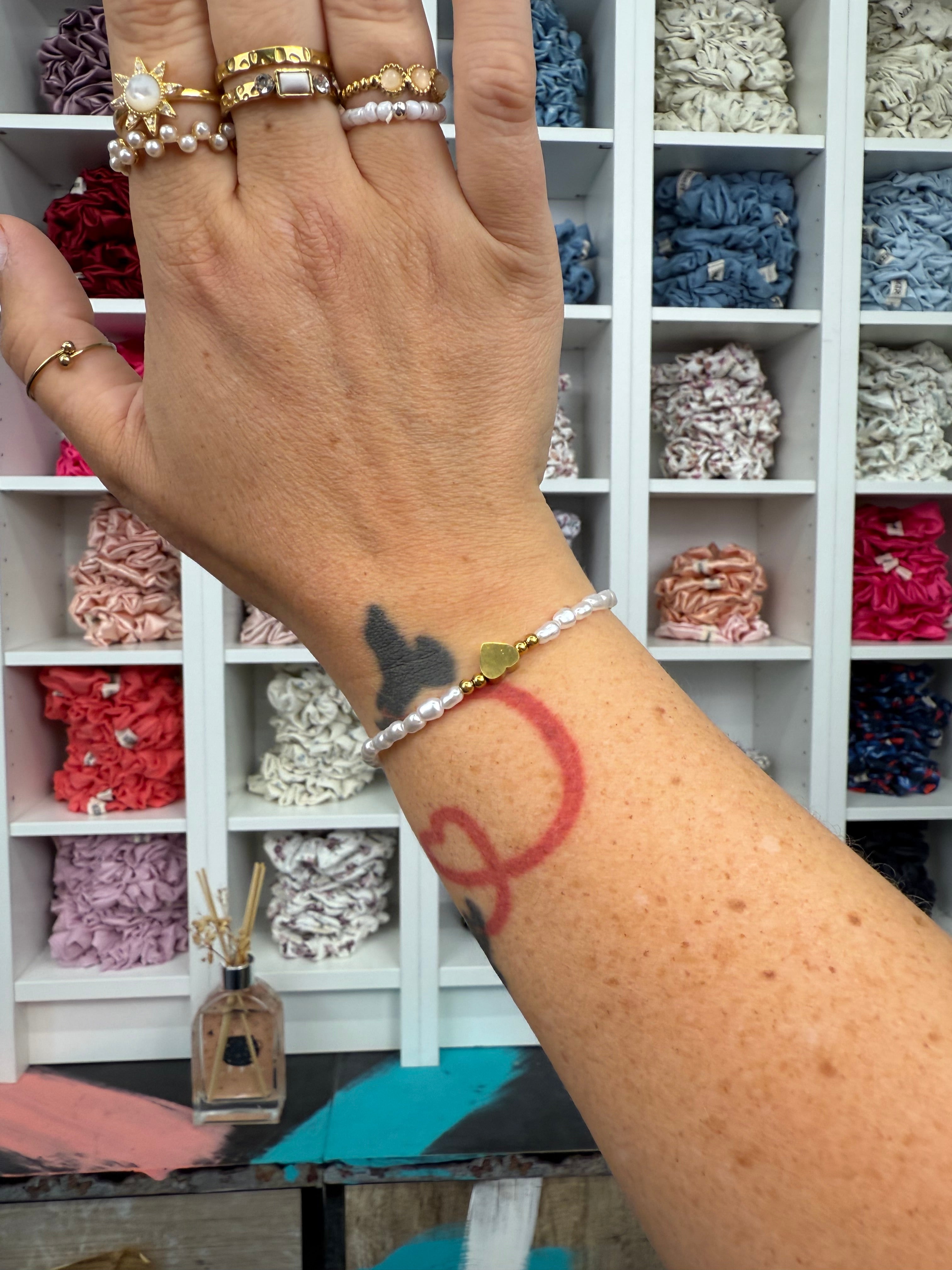 Süsswasserperlenarmband mit Herz | Armband