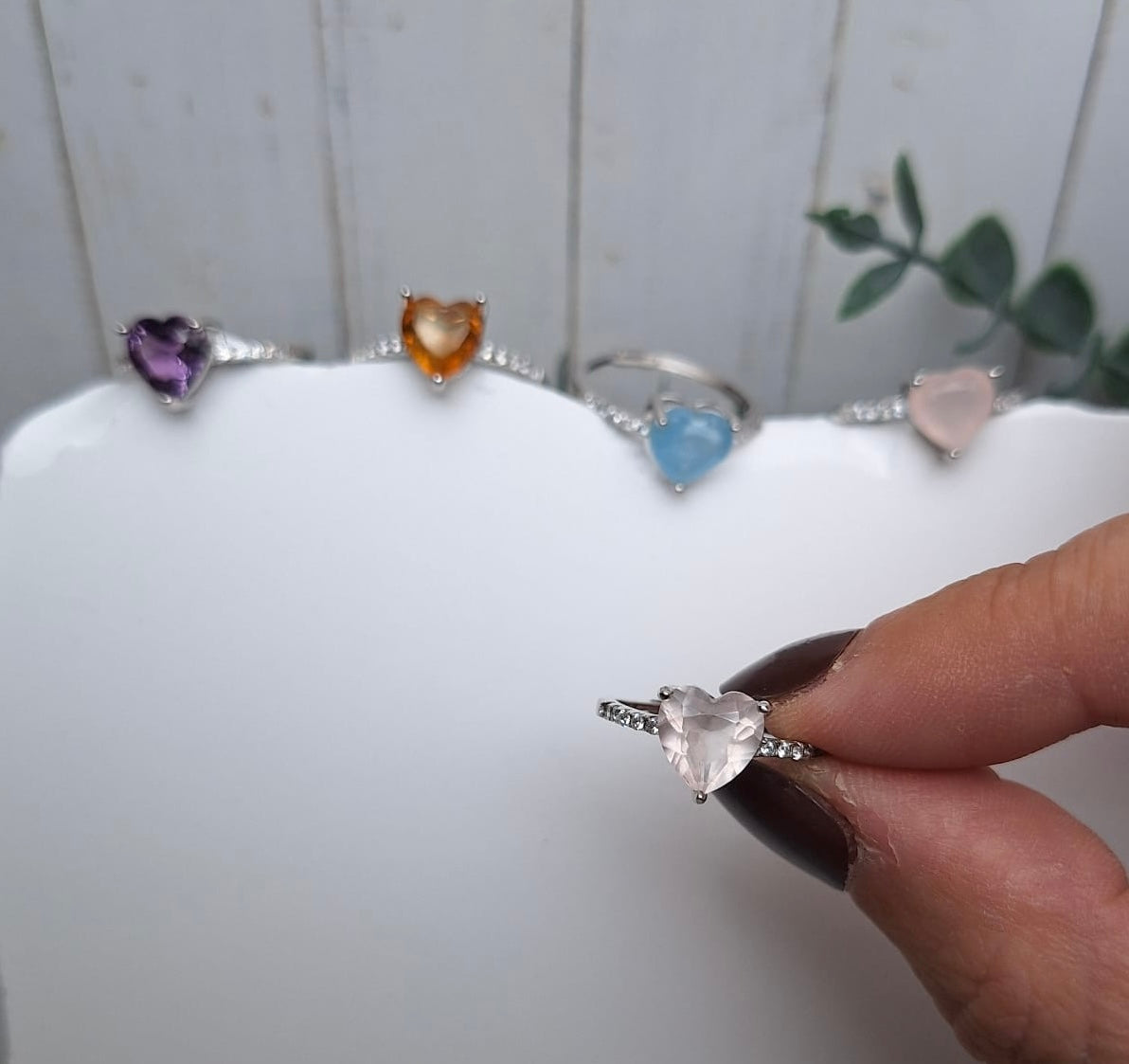 Herzring mit Edelsteinen Silber | Ring