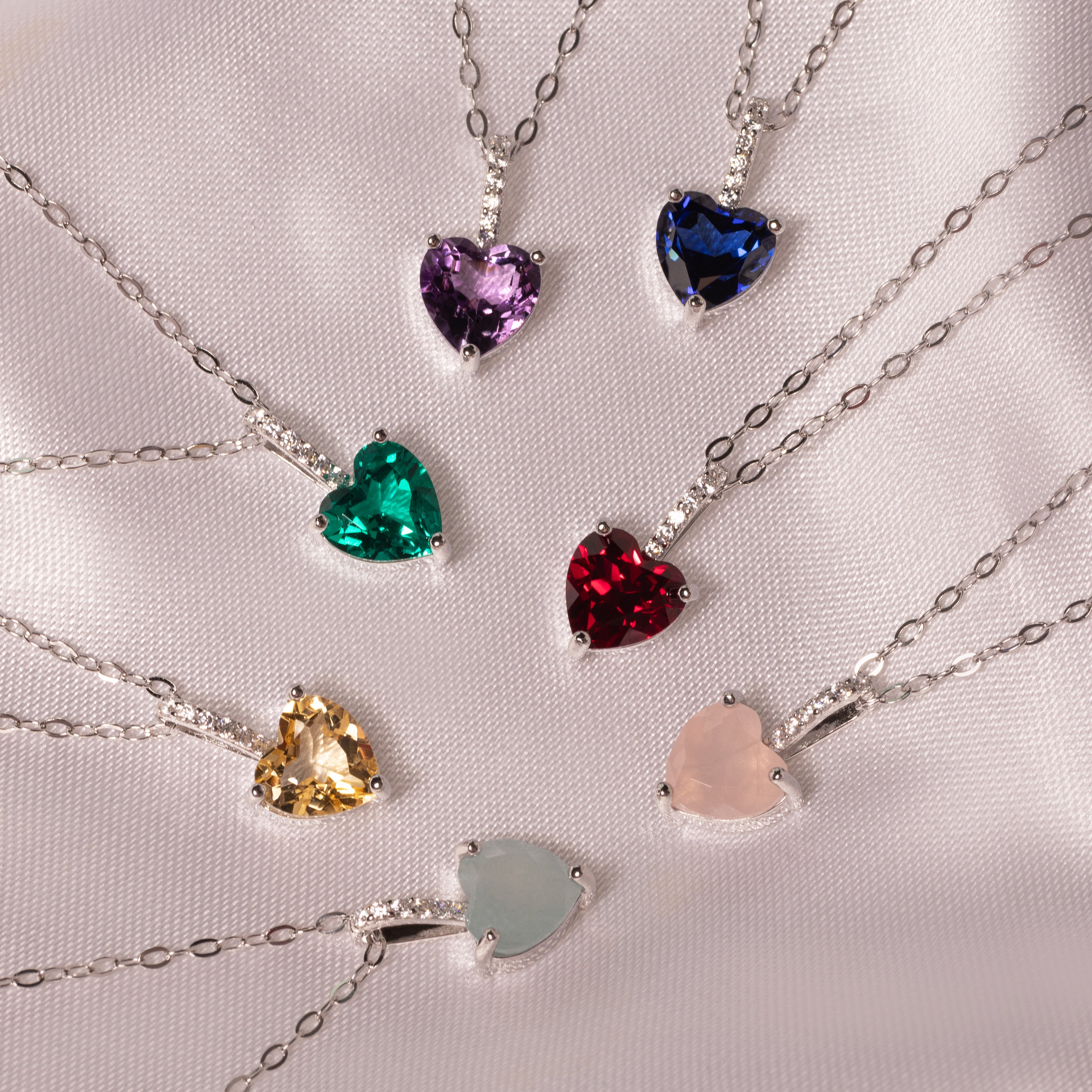 Herzkette mit Edelstein Silber | Halskette | HAAR-ANKER