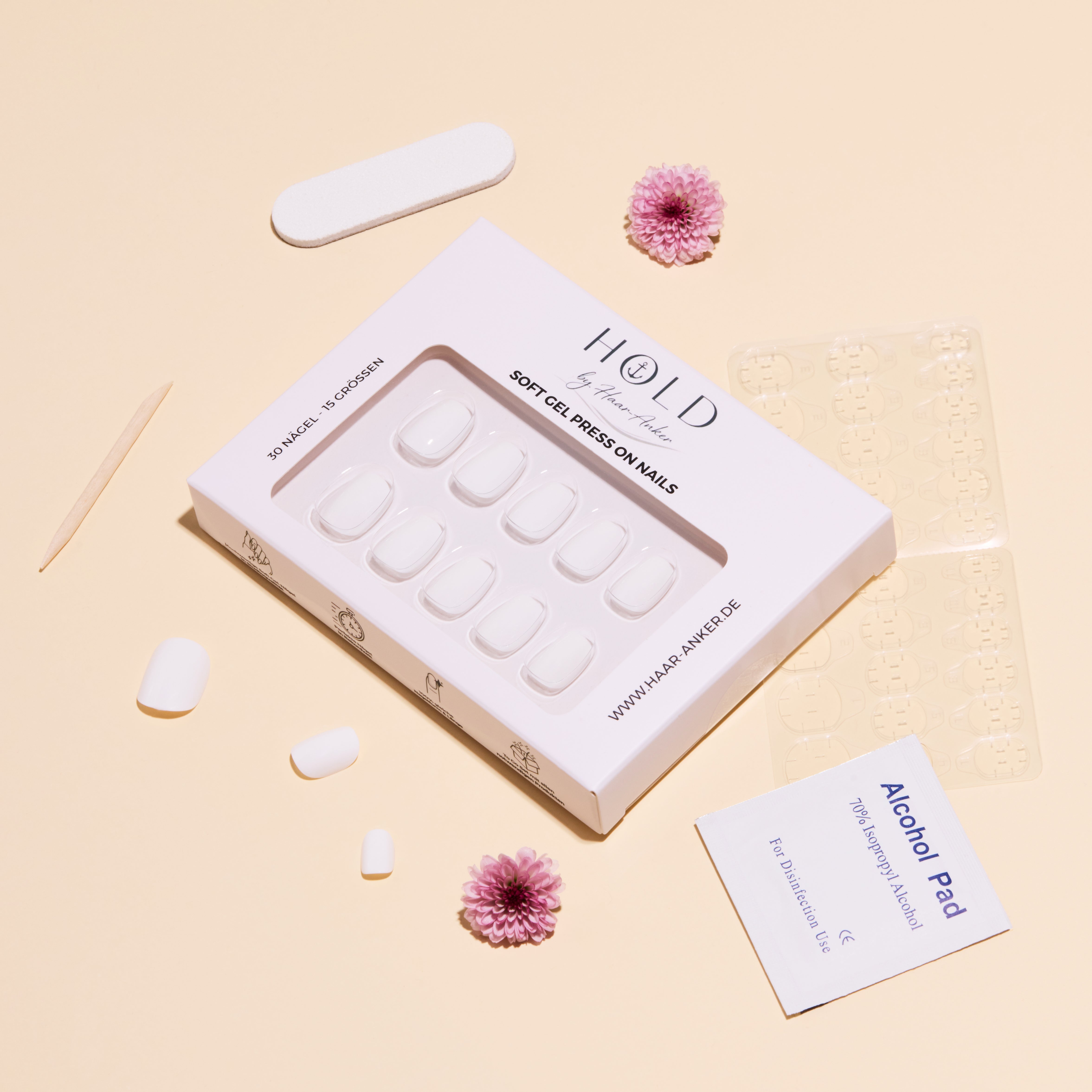 'Pure White' Soft Gel Press Ons | Short Round