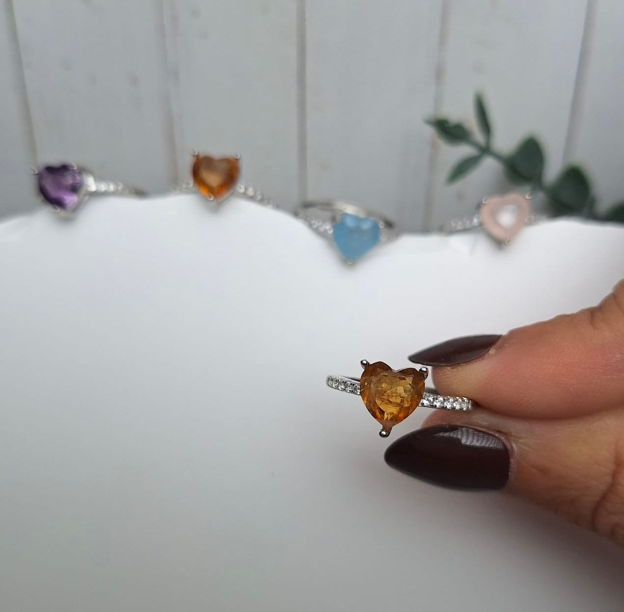 Herzring mit Edelsteinen Silber | Ring