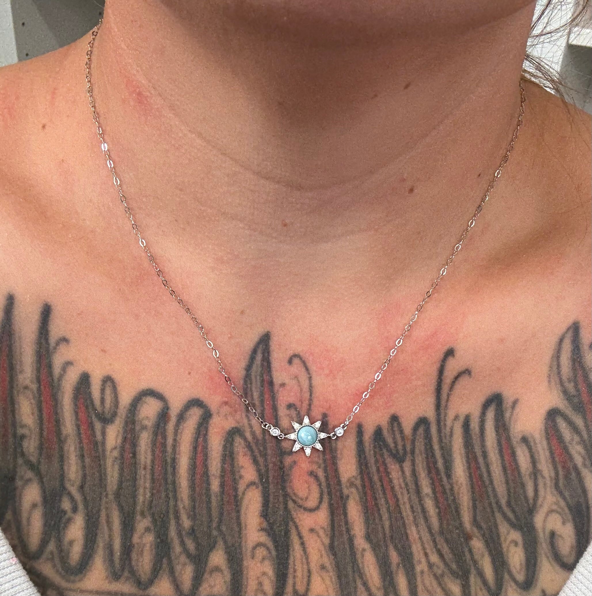Larimar Silber | Sonnen-Halskette