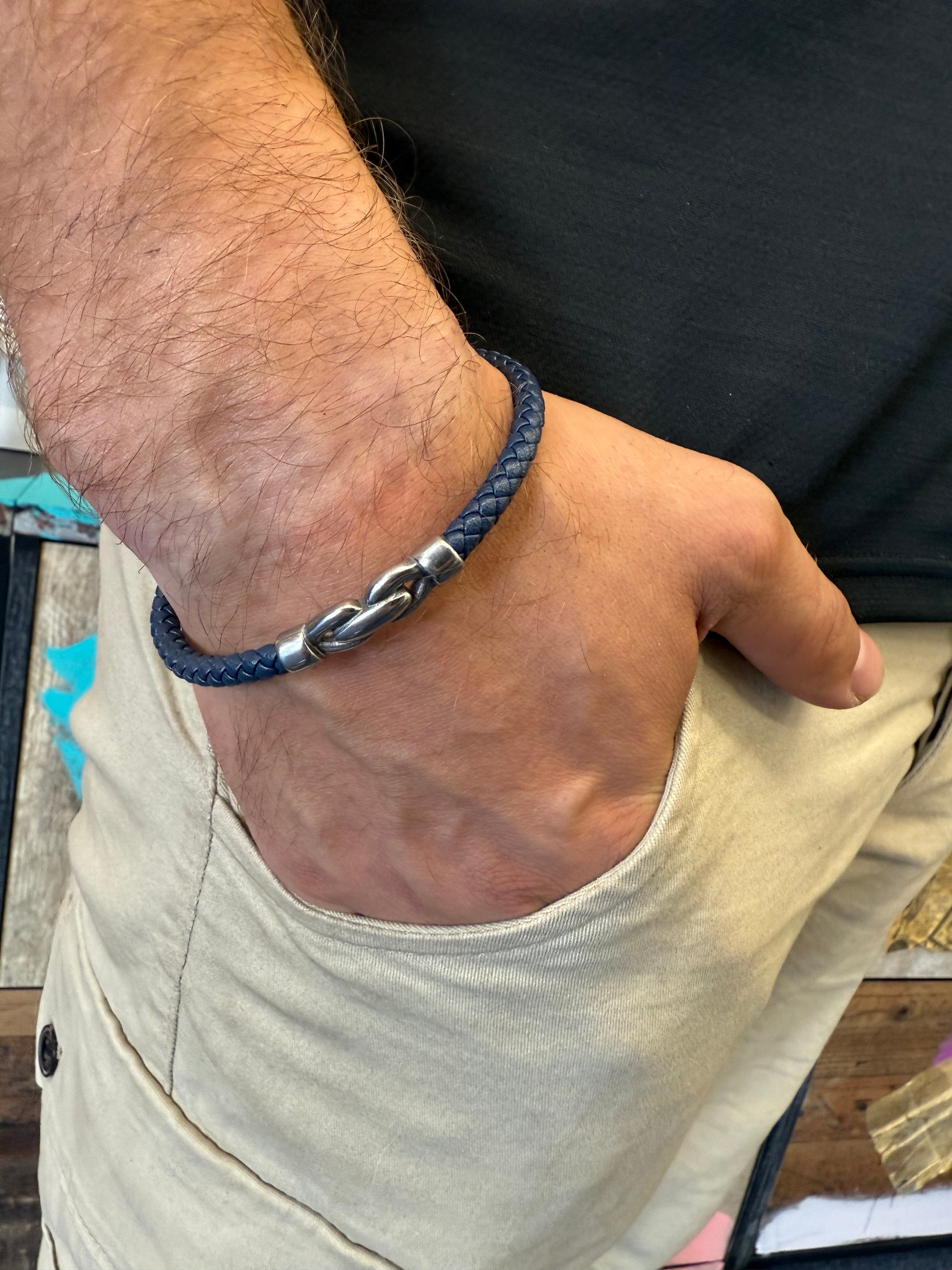 Kunstlederarmband geflochten Blau | Männerarmband