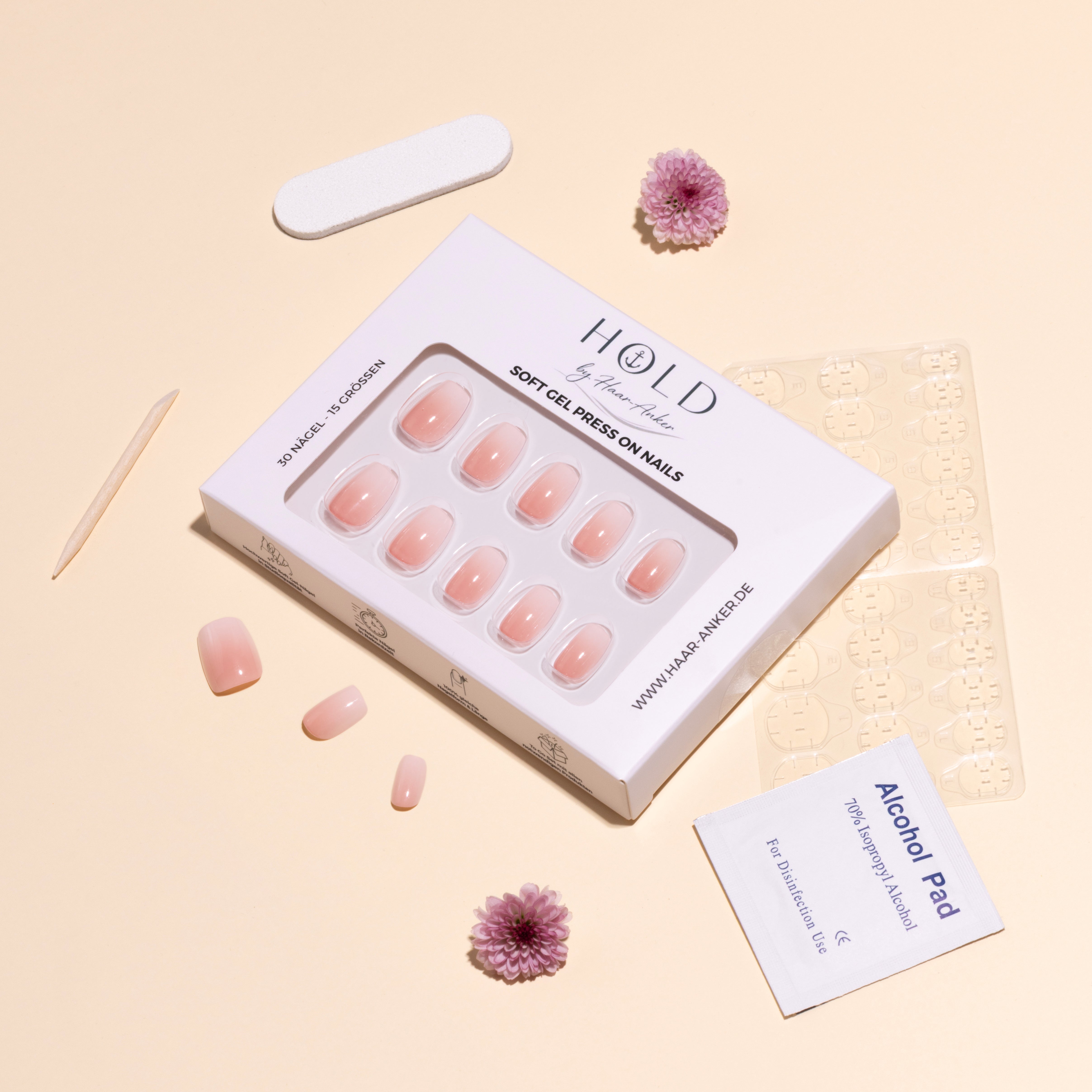 'Nude Fade' Soft Gel Press Ons | Short Square