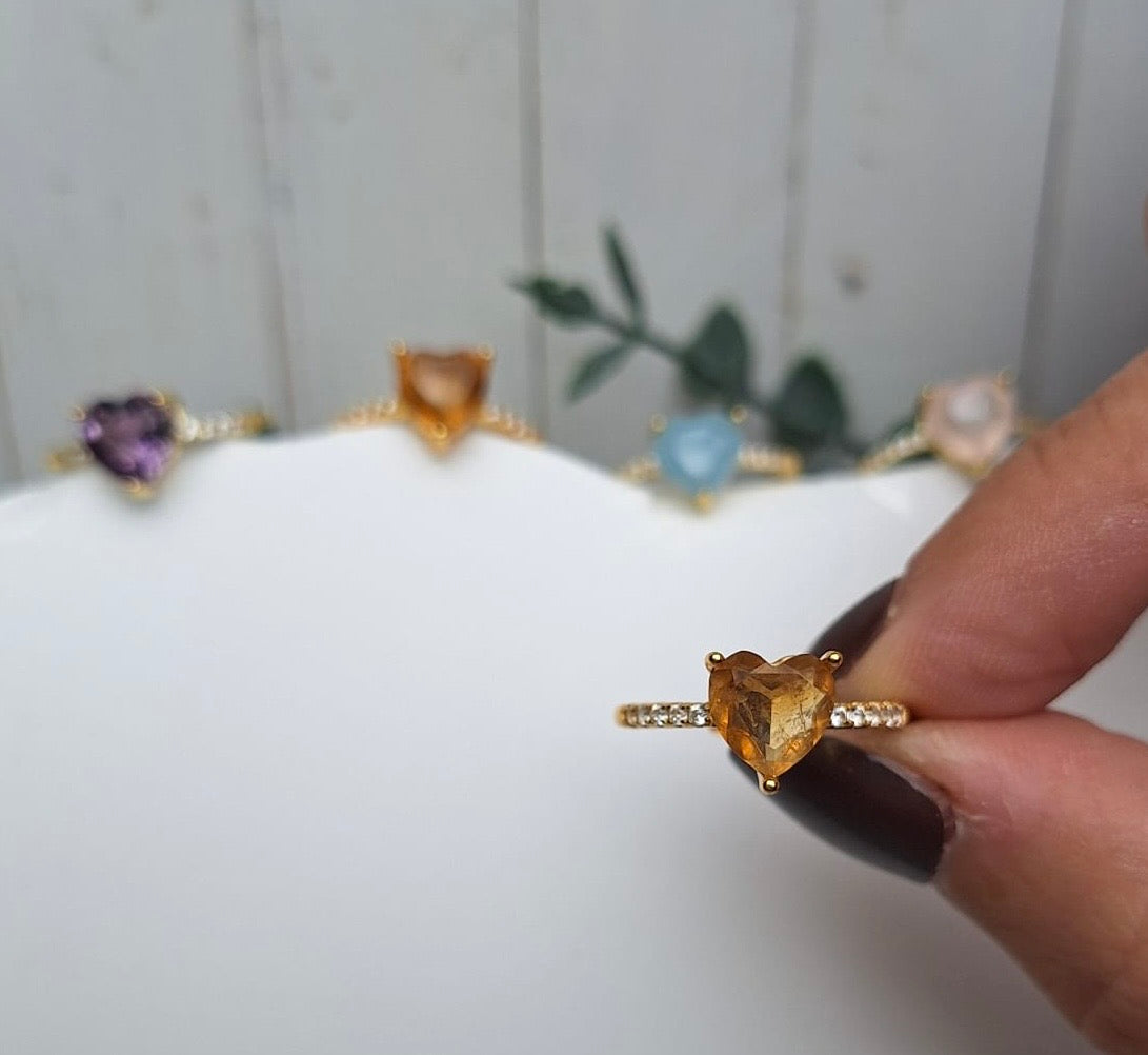 Herzring mit Edelsteinen Gold | Ring