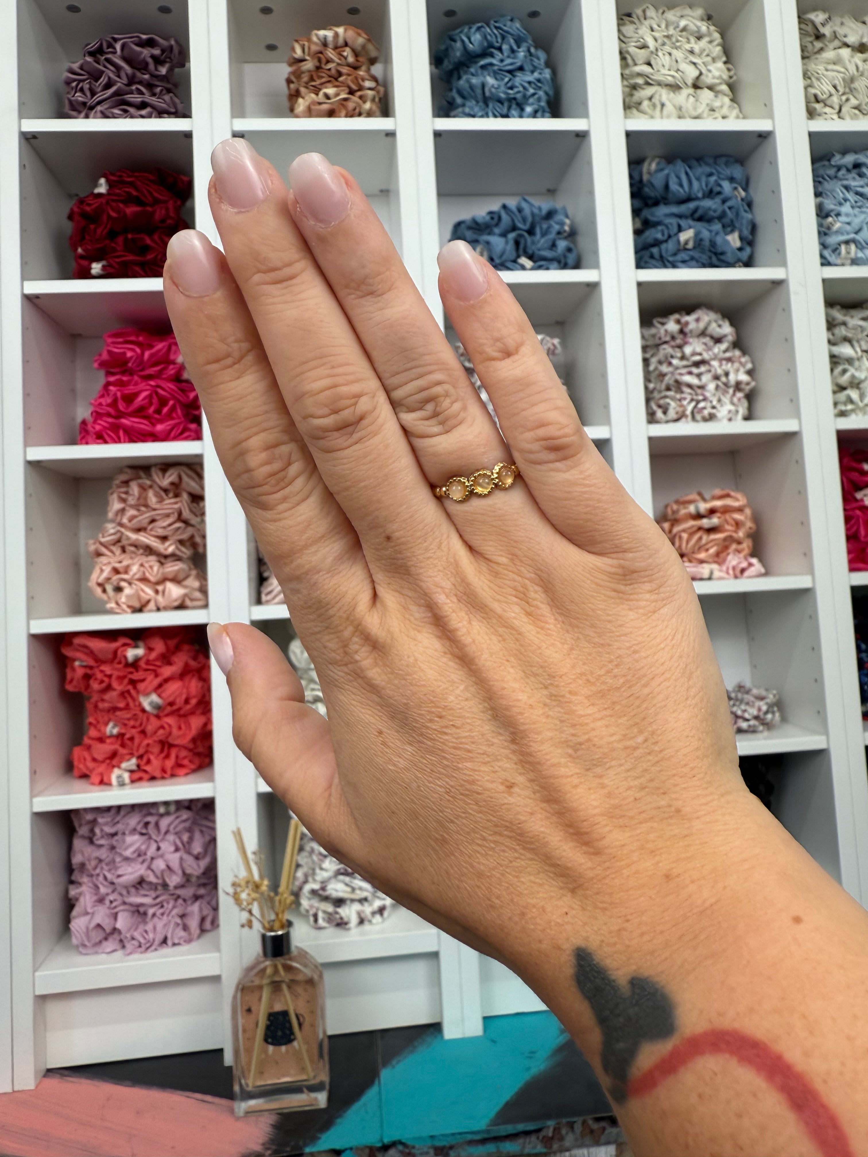 Ring 3 Perlen Beige | Ring