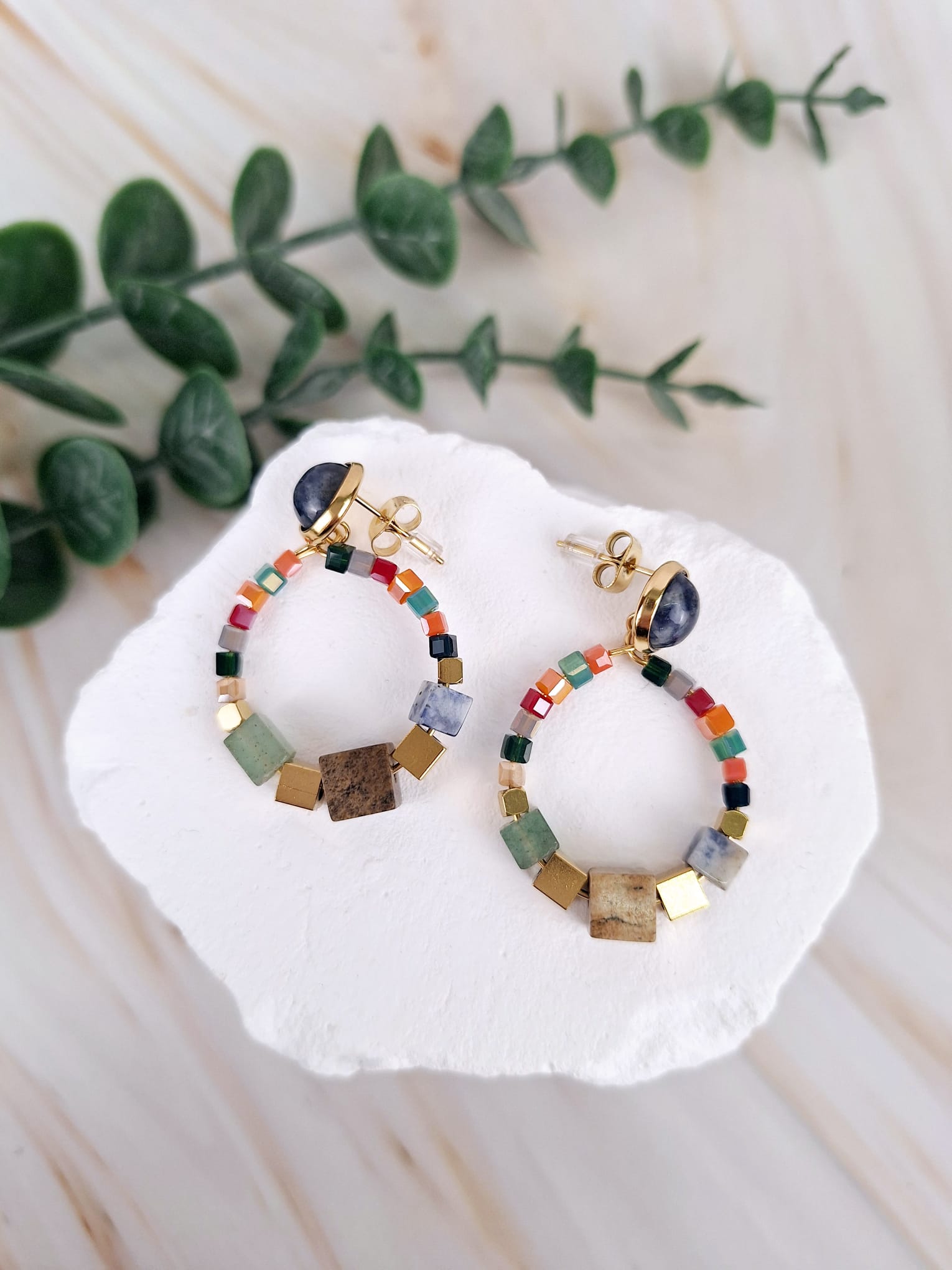 Ohrstecker mit Kreole verschied. Farben | Ohrringe | HAAR-ANKER