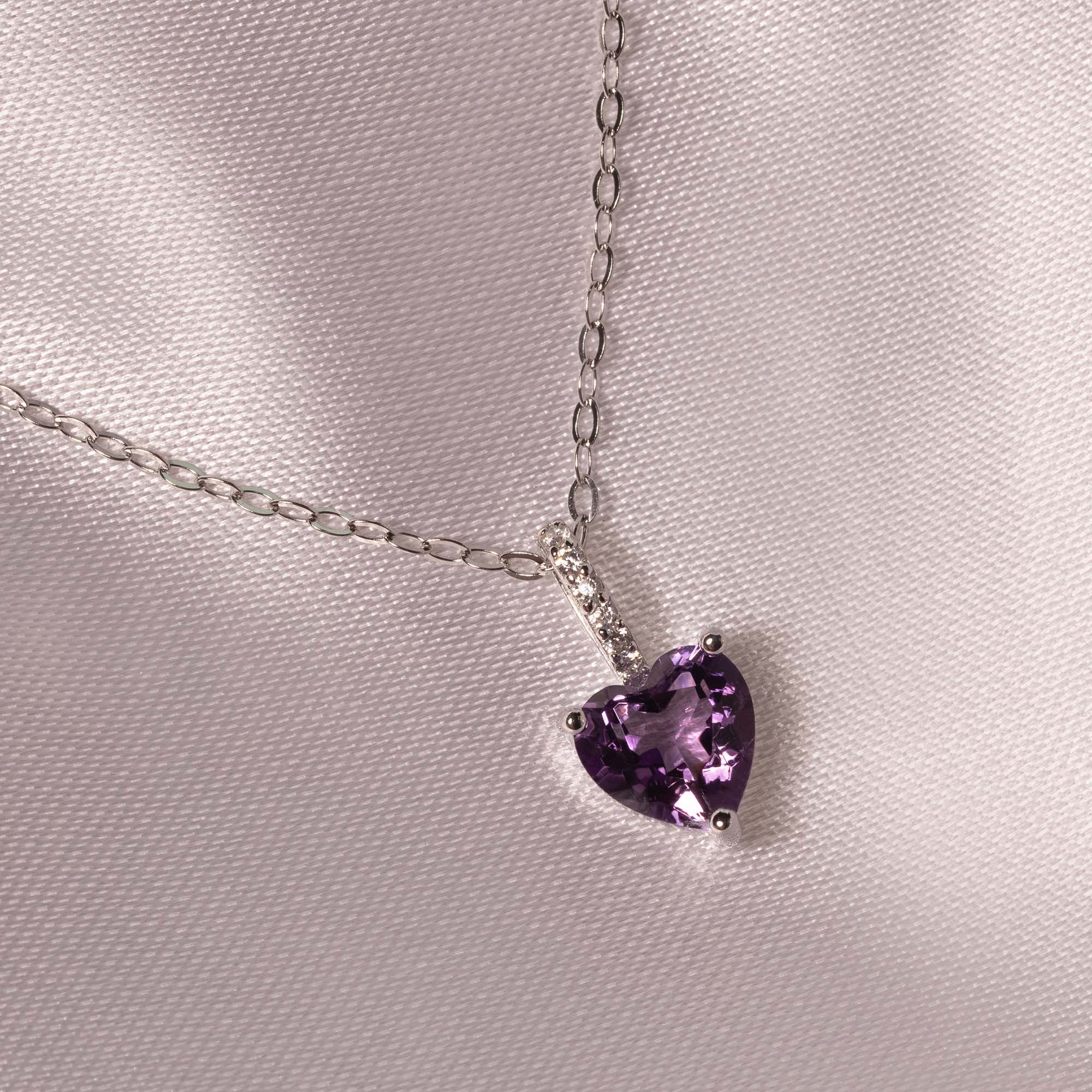 Herzkette mit Edelstein Silber | Halskette | HAAR-ANKER