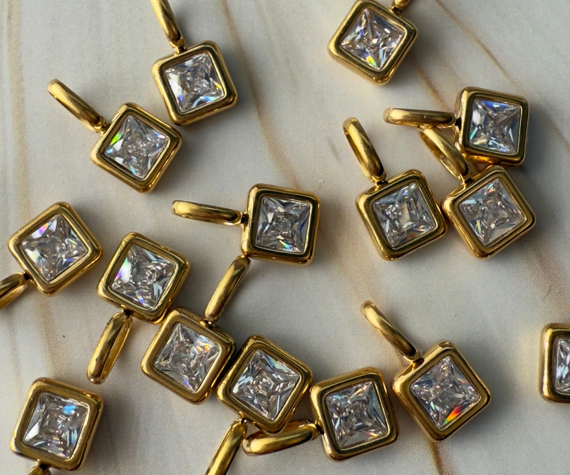 Geburtssteine Edelstahl vergoldet | Charms