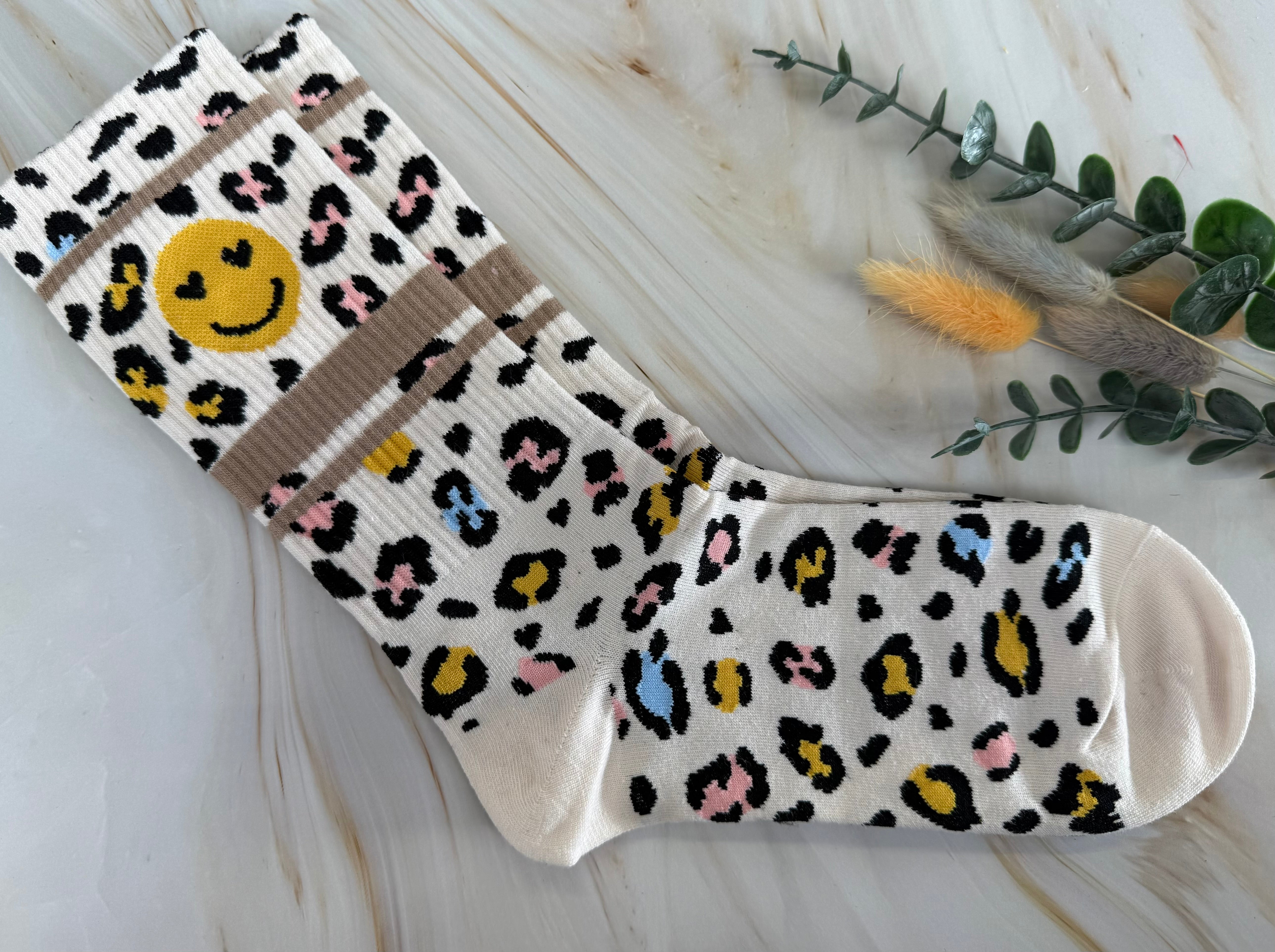 Leo Smiley Braun lang | Socken