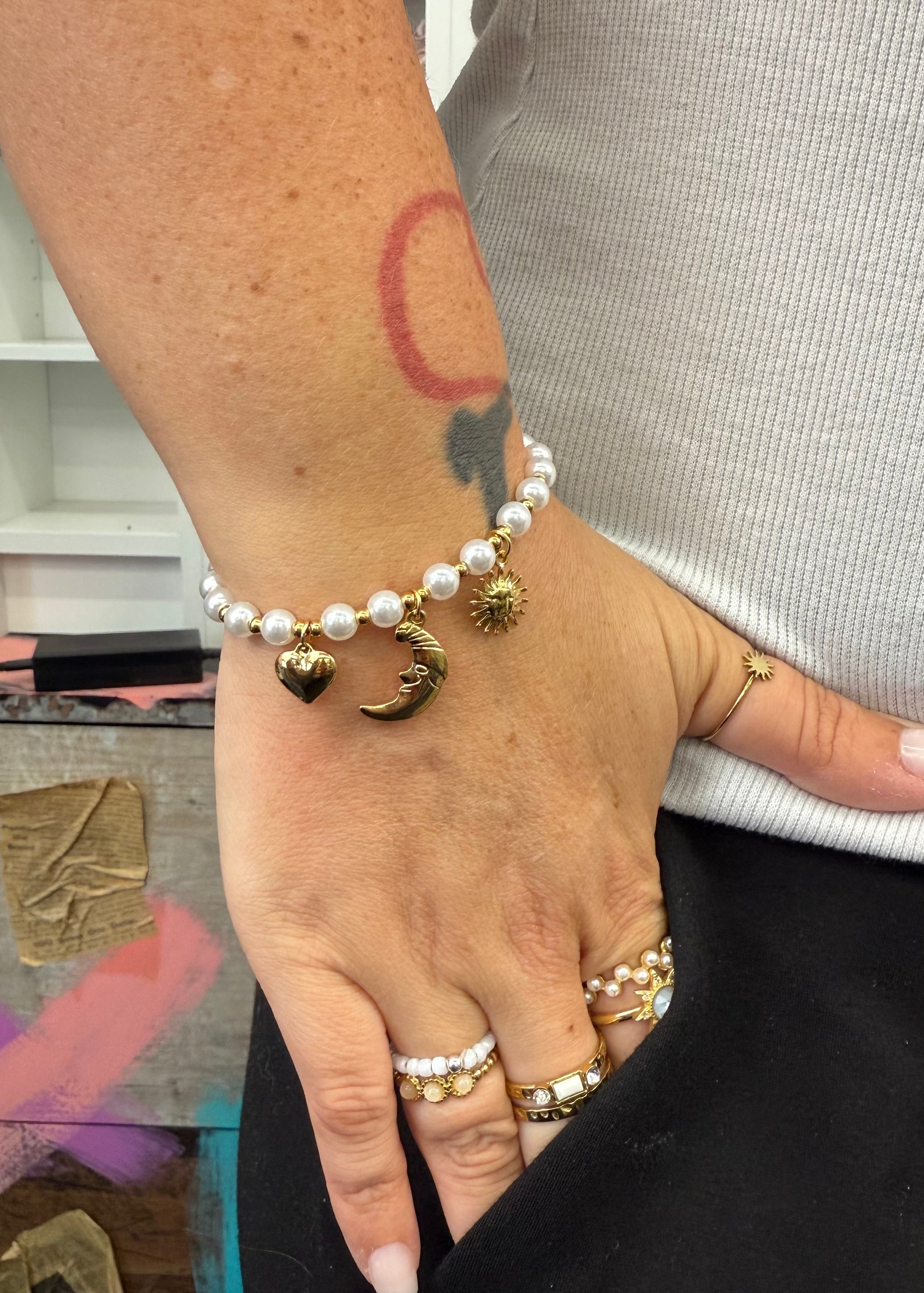 Perlenarmband mit Mond | Armband
