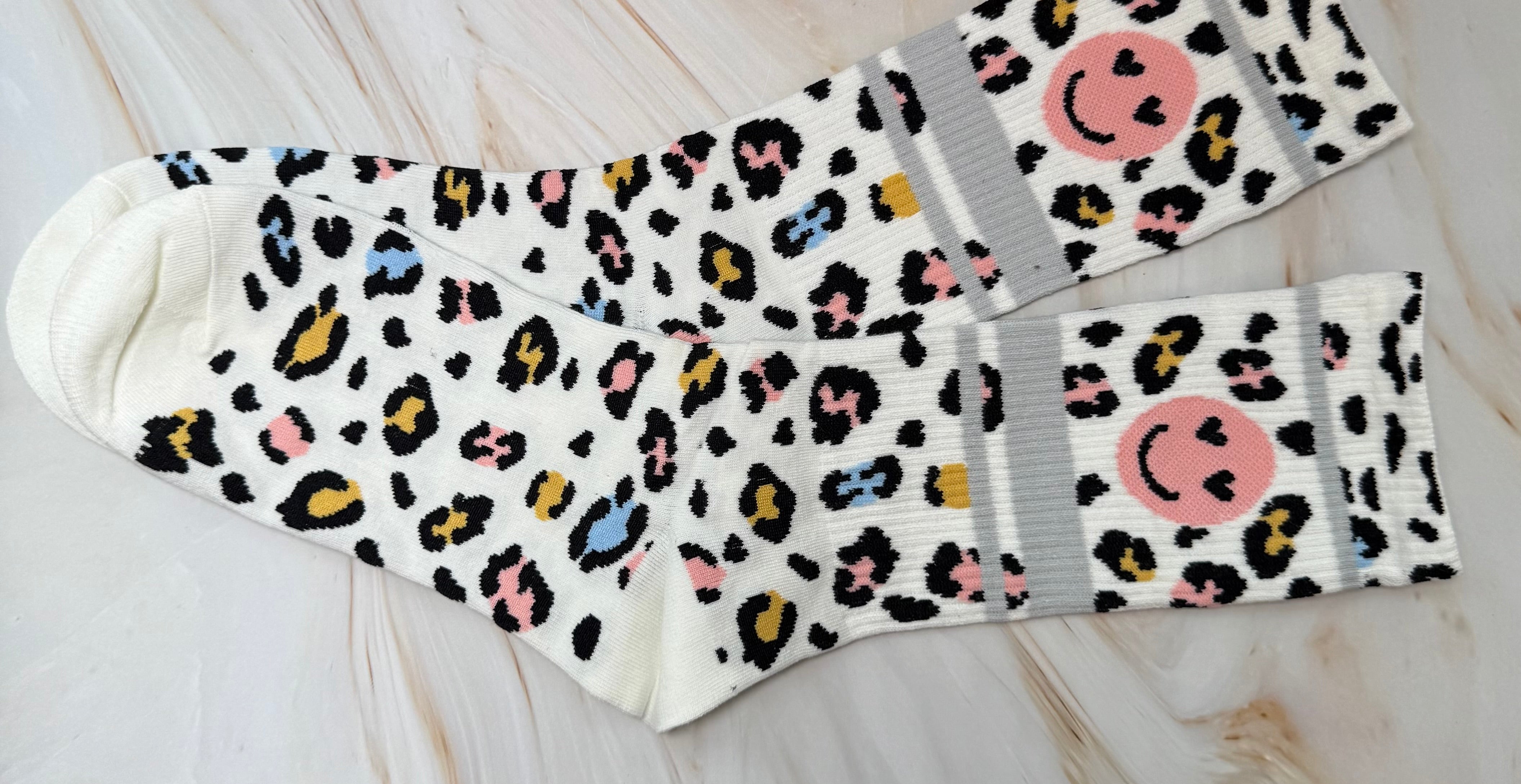Leo Smiley Grau Lang | Socken