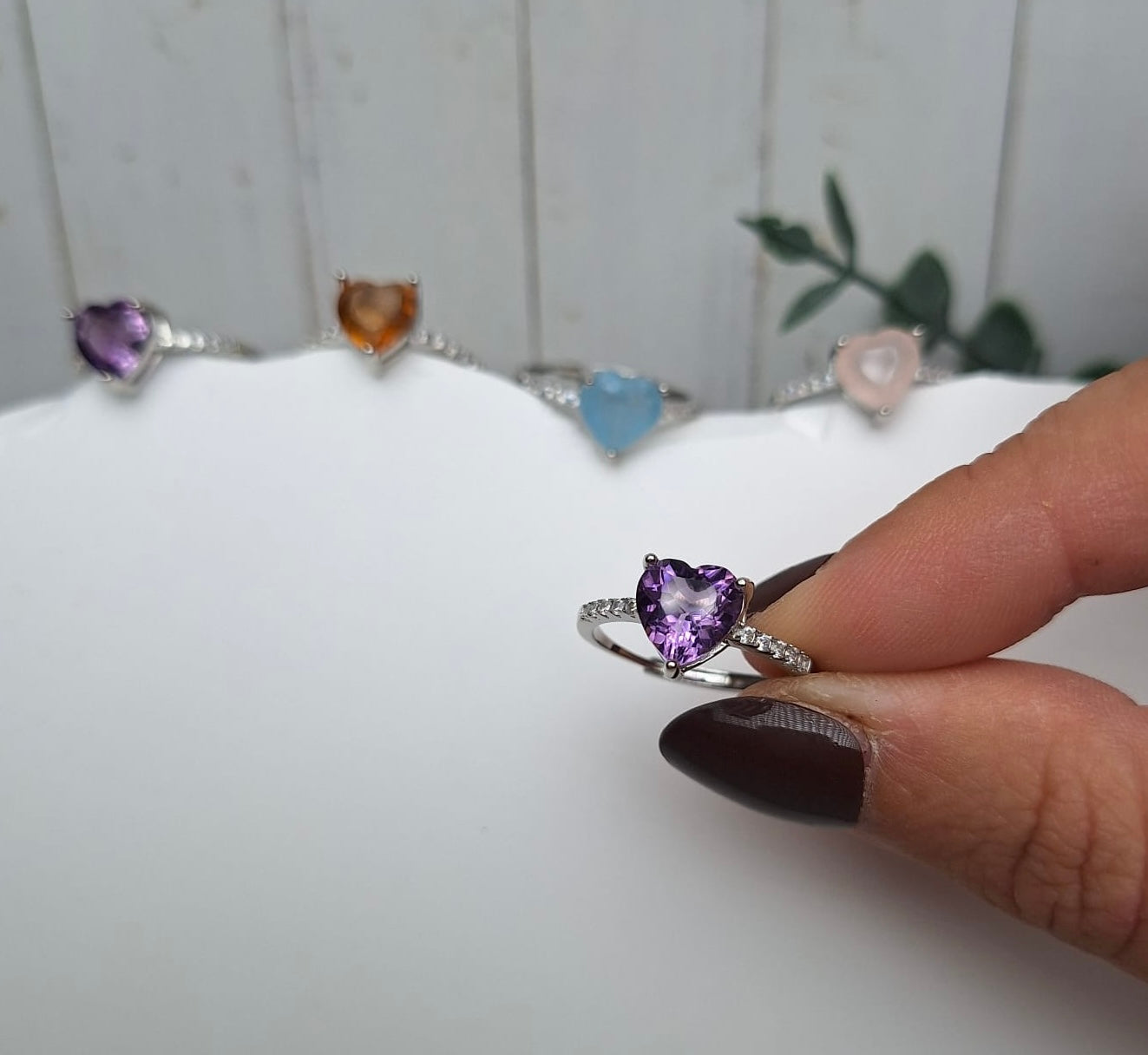 Herzring mit Edelsteinen Silber | Ring