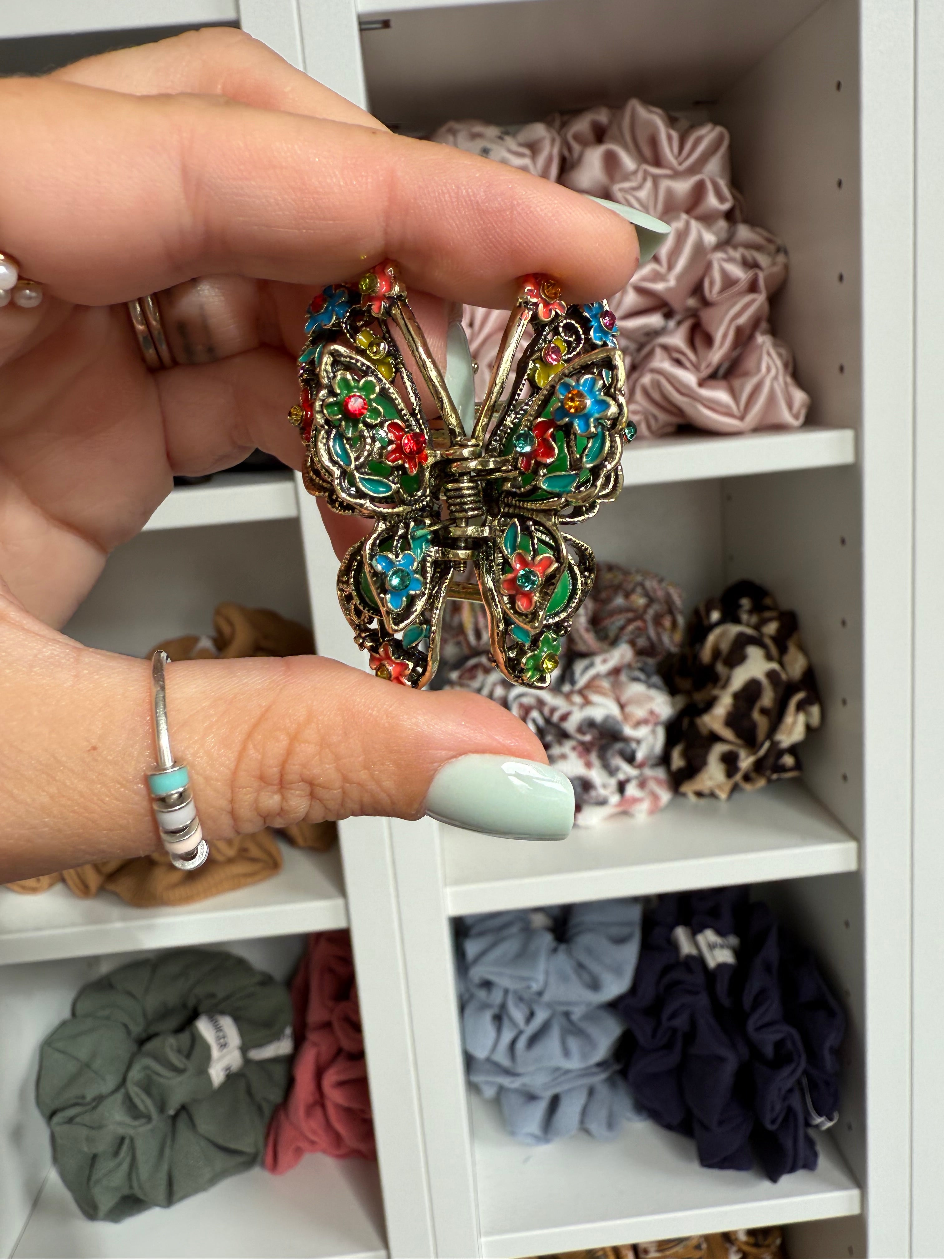 Schmetterling Grün | Metallhaarklammer