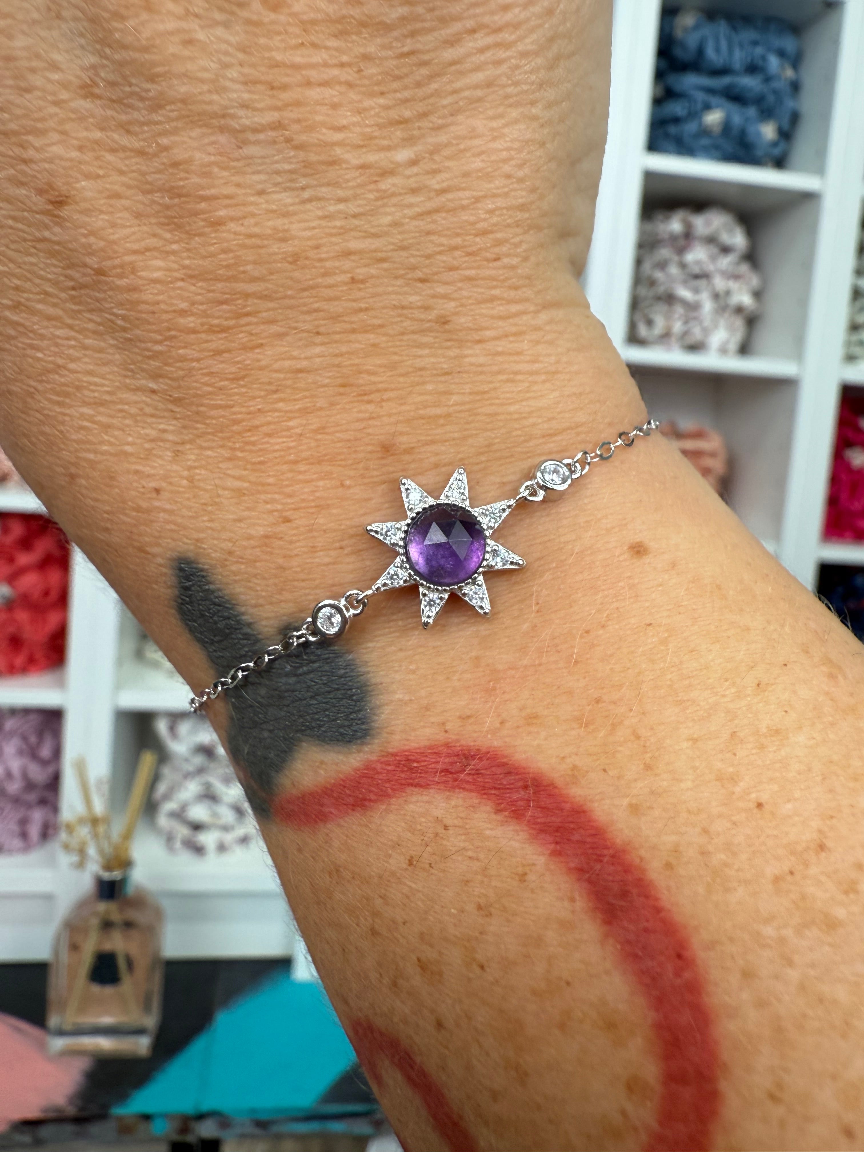 Amethyst Silber | Sonnen-Armband
