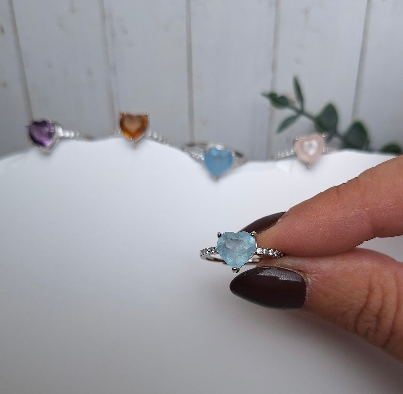 Herzring mit Edelsteinen Silber | Ring