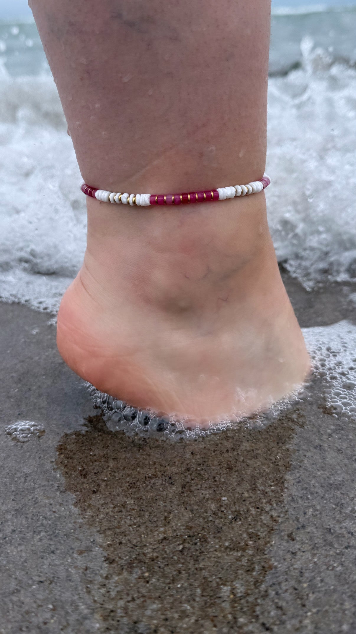 Fusskette Naturstein | Rosa