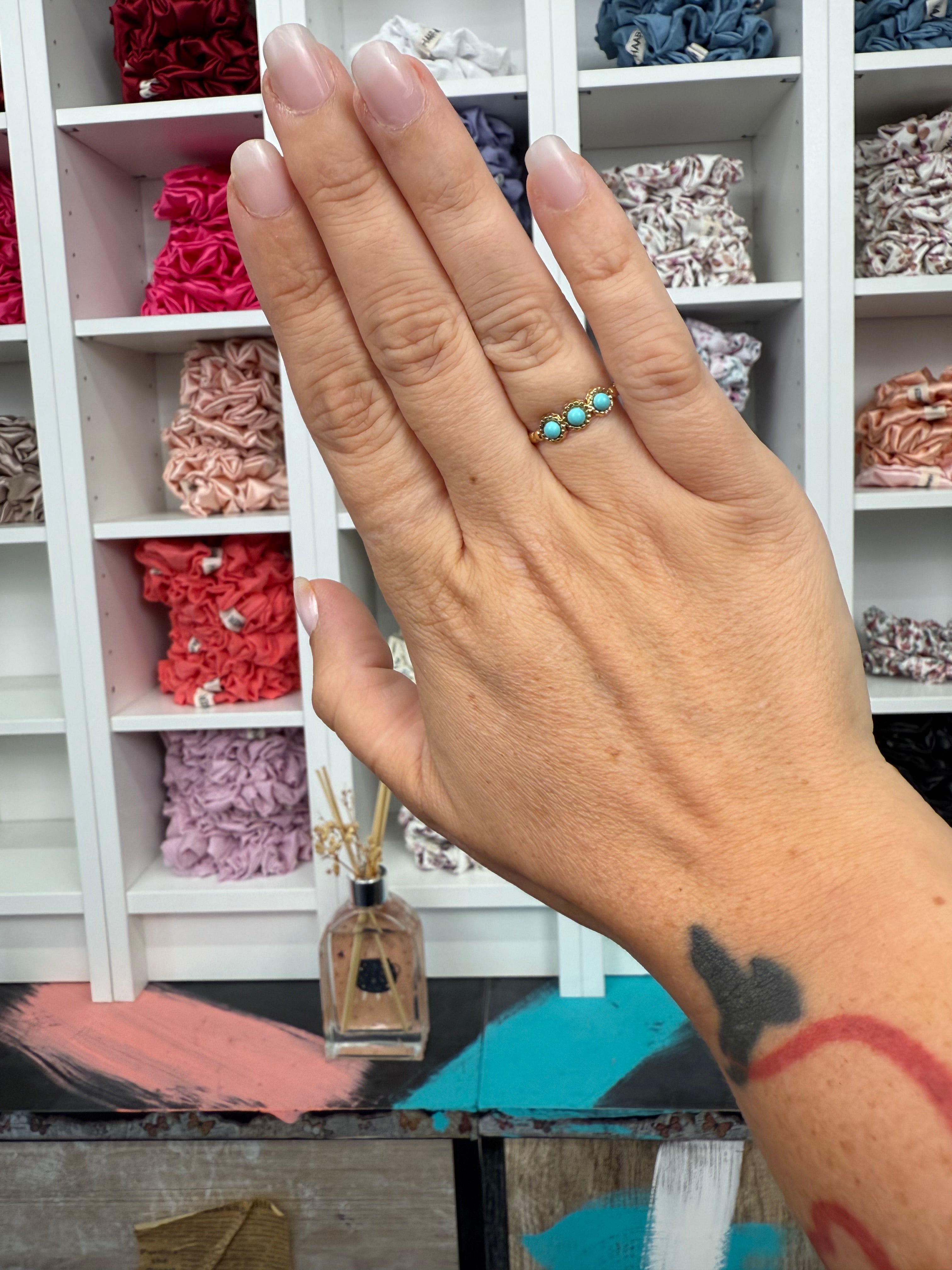 Ring 3 Perlen Mint | Ring