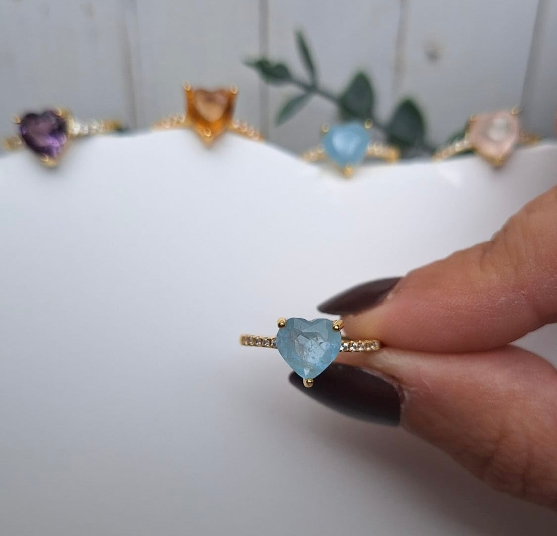 Herzring mit Edelsteinen Gold | Ring