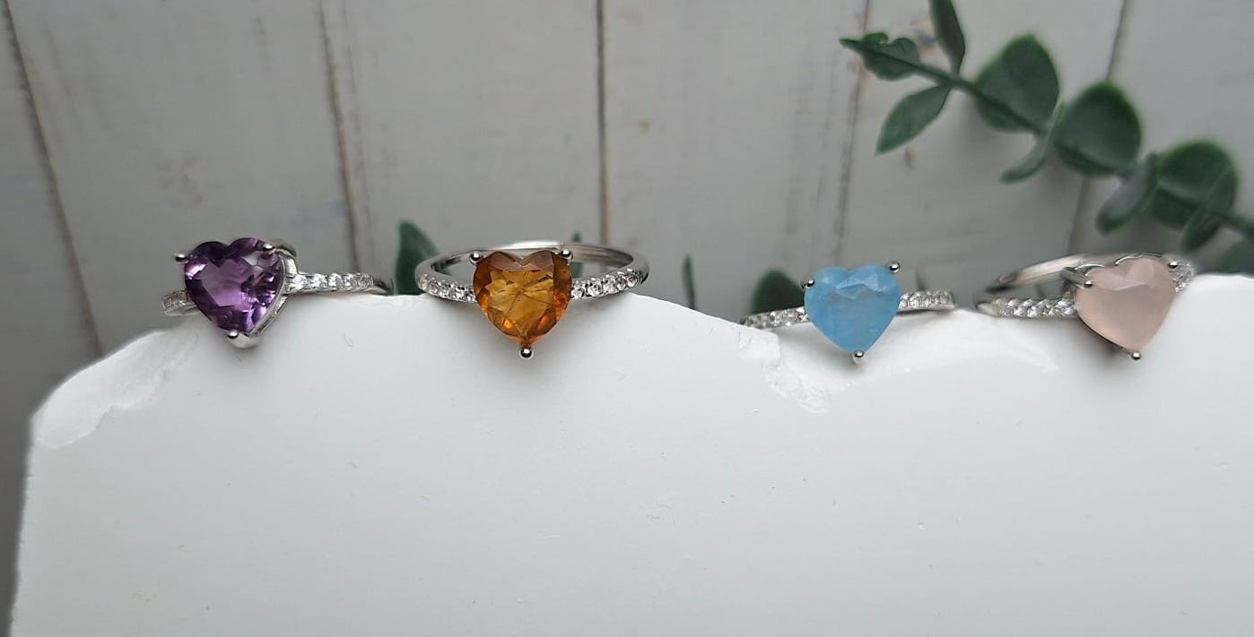 Herzring mit Edelsteinen Silber | Ring