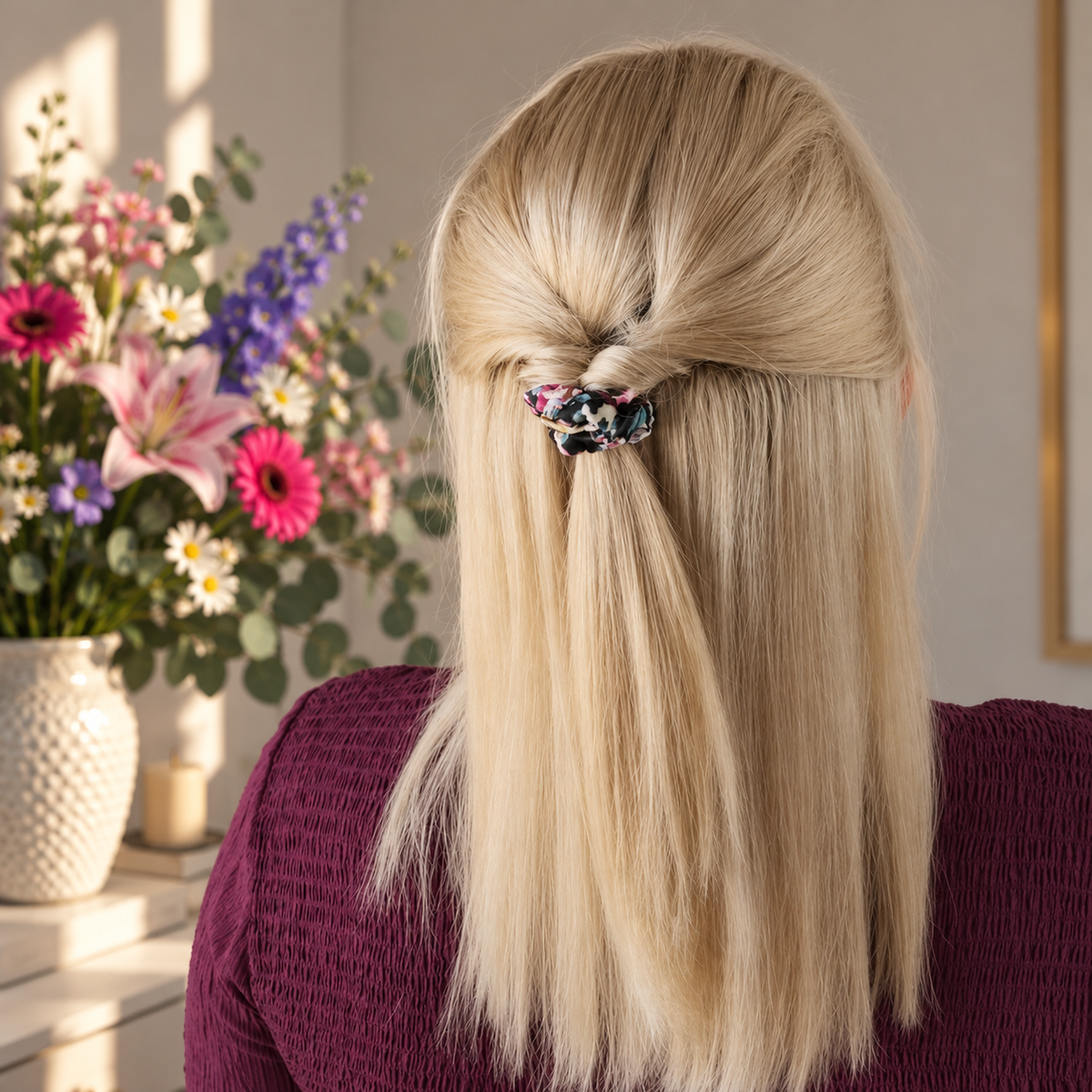 3er Set 'Flower' – Dunkel | Scrunchie-Minis