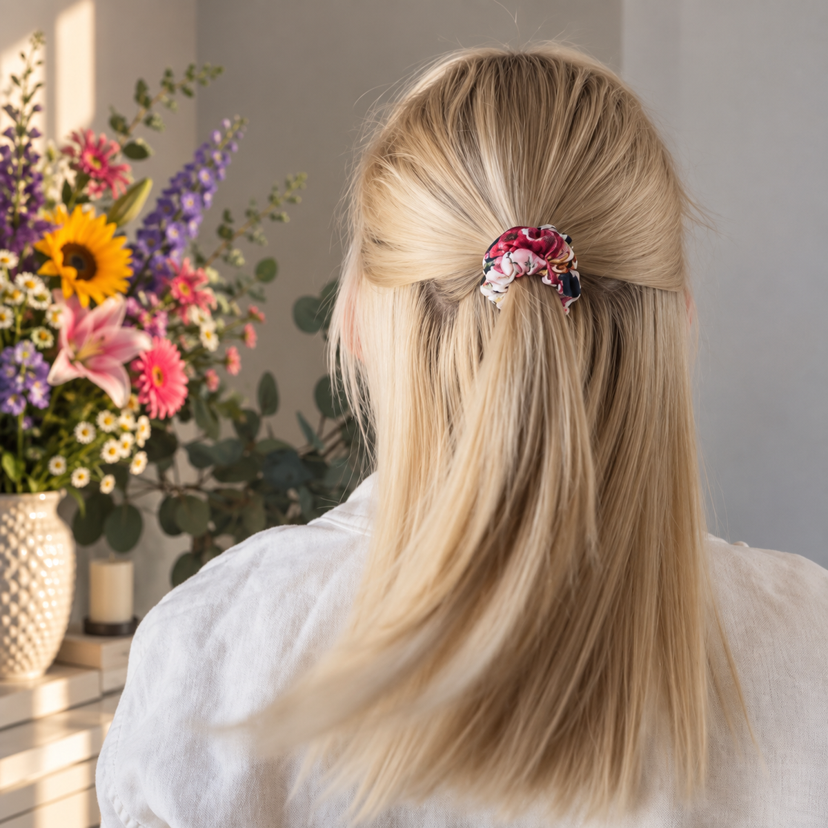3er Set 'Flower' – Dunkel | Scrunchie-Minis