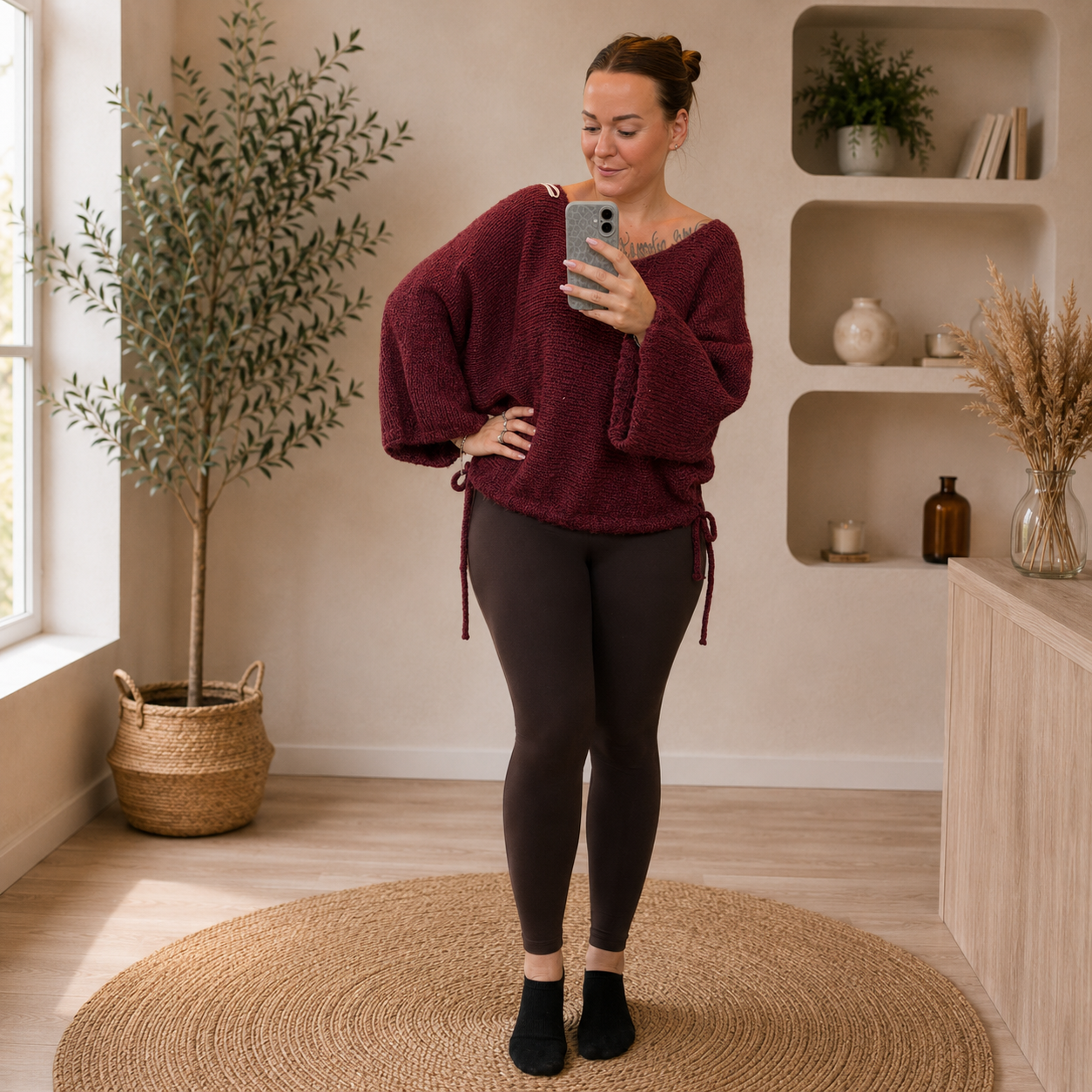 Strick-Oberteil mit Trompetenärmel | Pullover