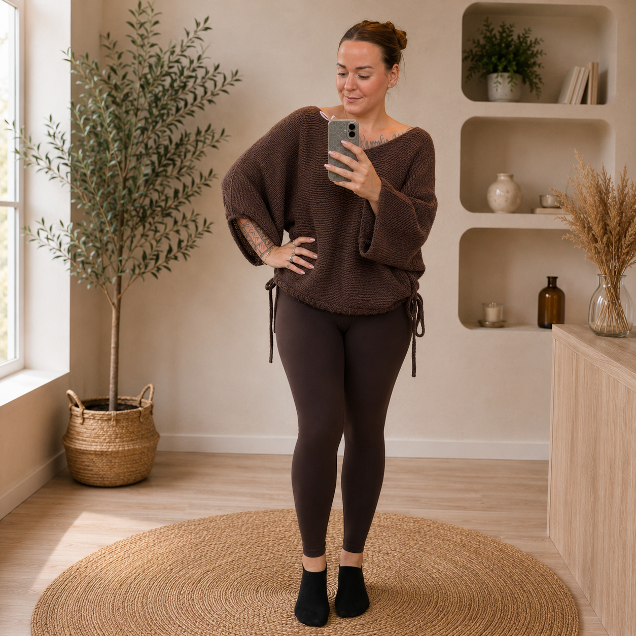 Strick-Oberteil mit Trompetenärmel | Pullover