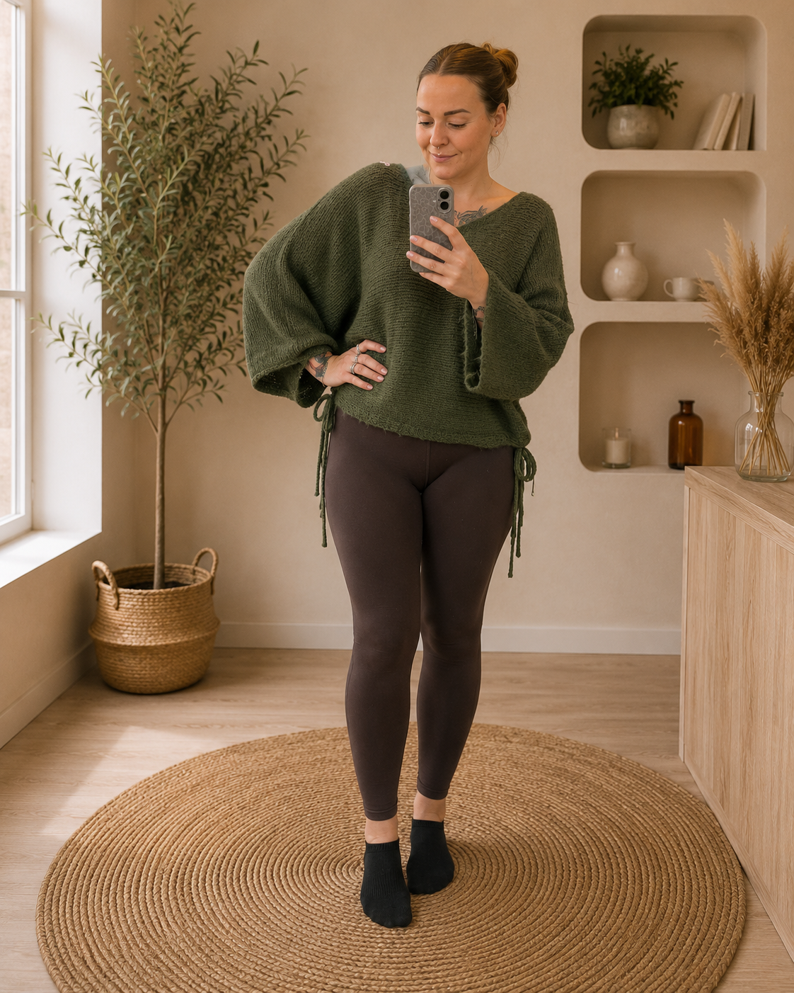 Strick-Oberteil mit Trompetenärmel | Pullover