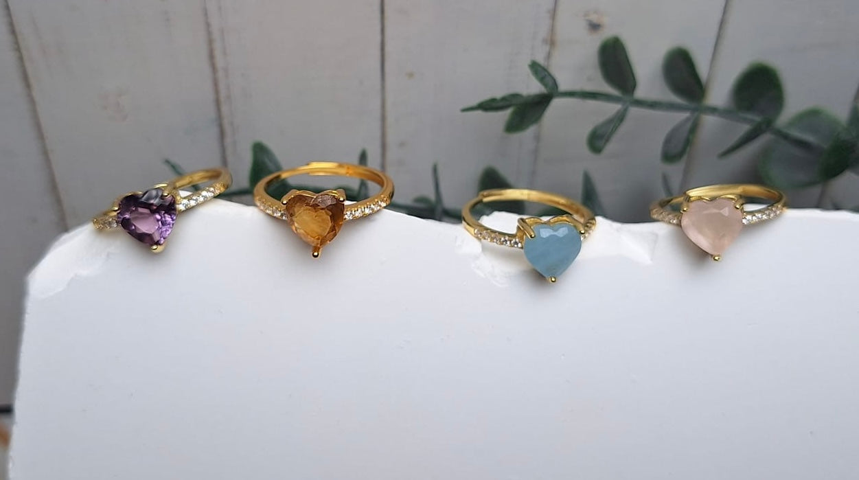 Herzring mit Edelsteinen Gold | Ring