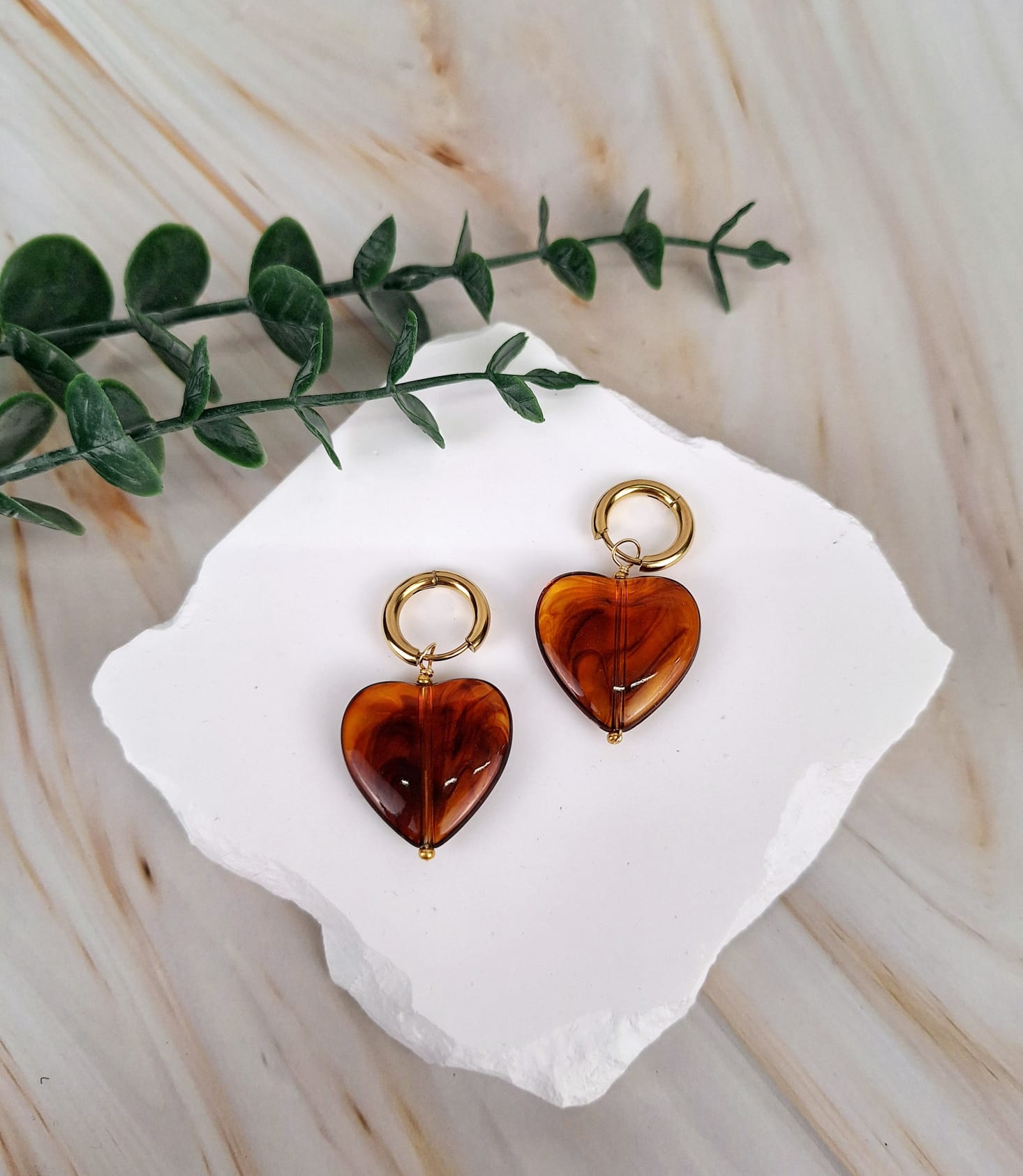 Ohrringe Herzen Braun | Ohrringe | HAAR-ANKER