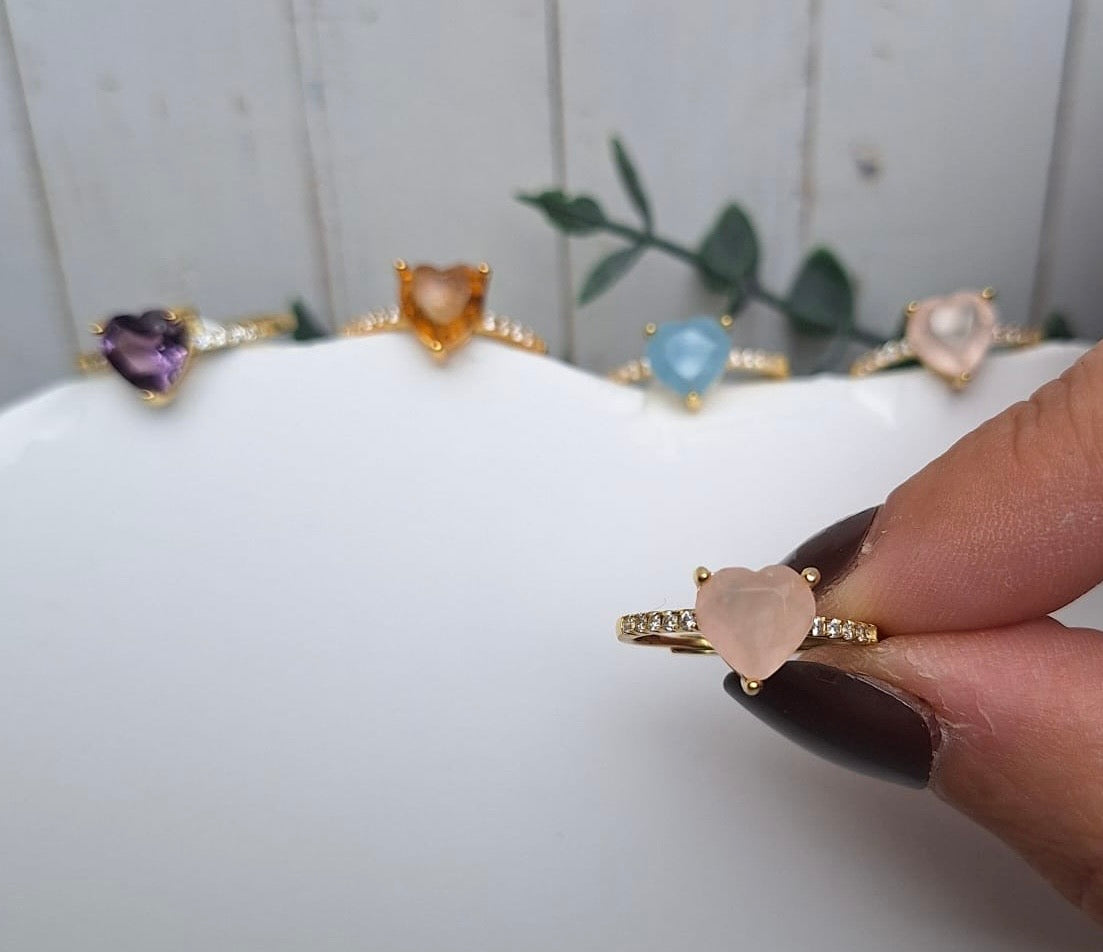 Herzring mit Edelsteinen Gold | Ring
